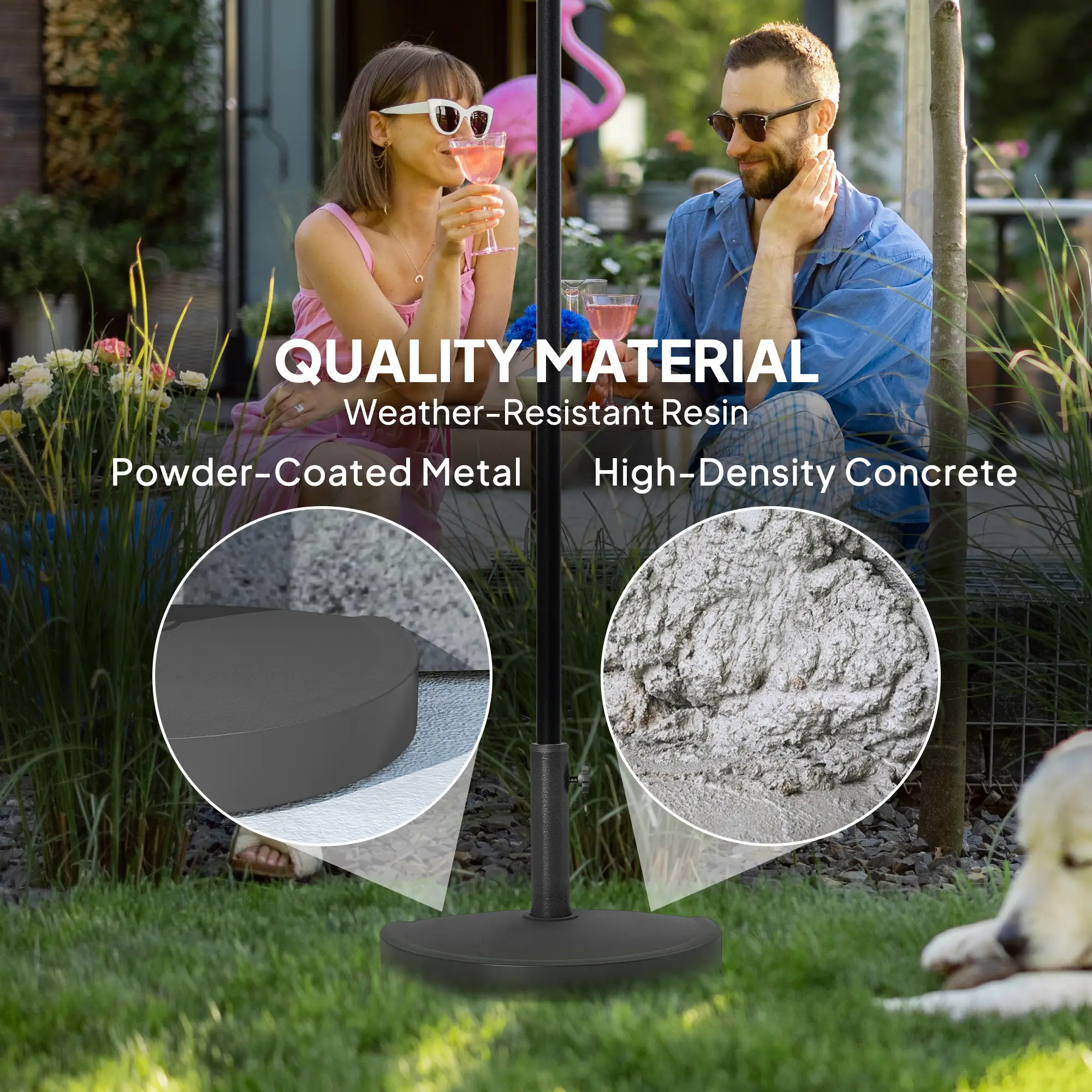 20 lbs Resin Half Parasol Base, Outdoor Umbrella Stand, Black - Image 5