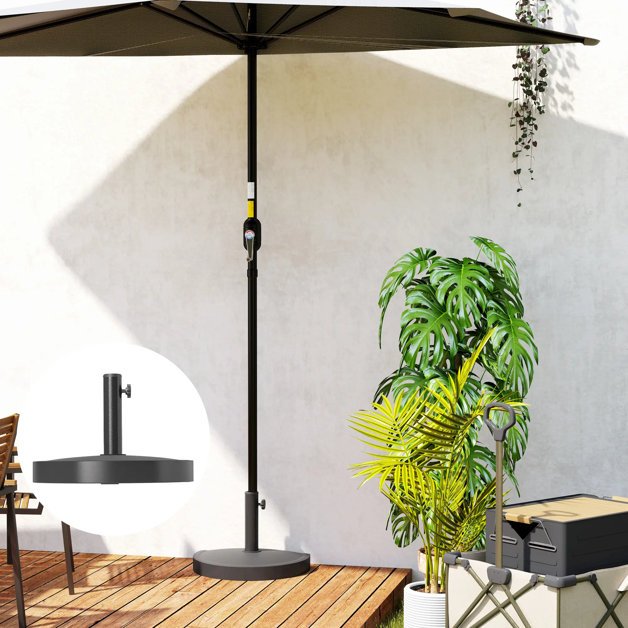 20 lbs Resin Half Parasol Base, Outdoor Umbrella Stand, Black - Image 9