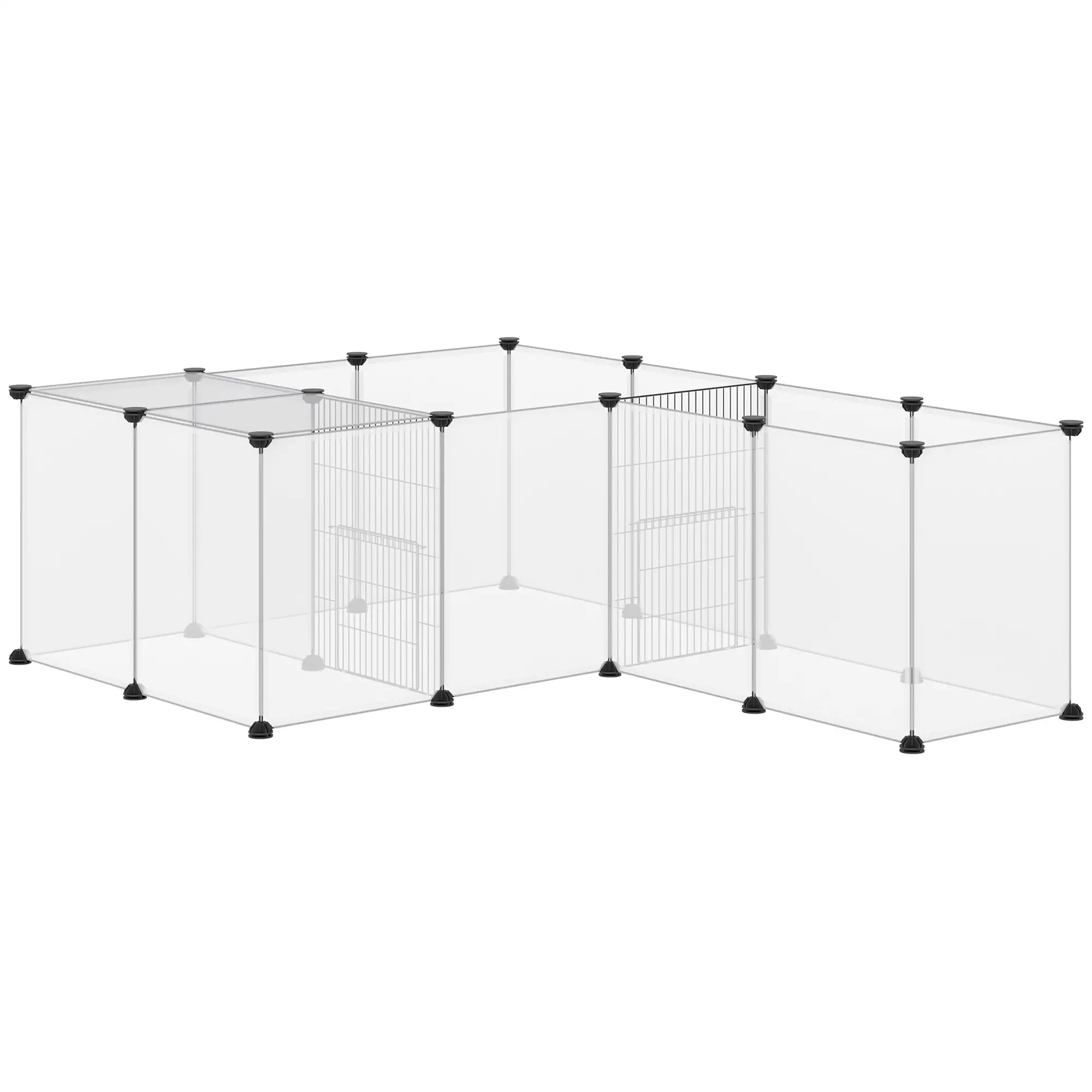 20 Panels DIY Small Animal Cage, With Door, Top Cover, White