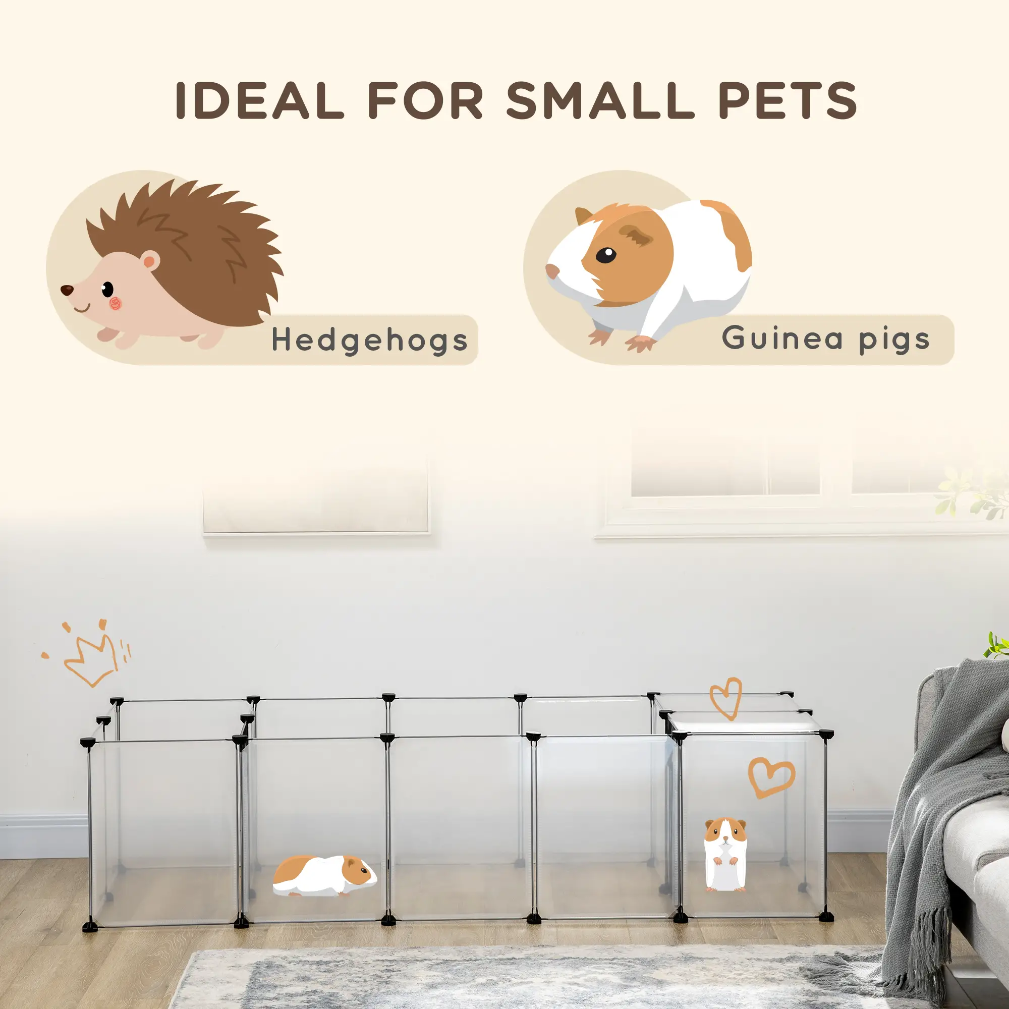 20 Panels DIY Small Animal Cage, With Door, Top Cover, White - Image 4