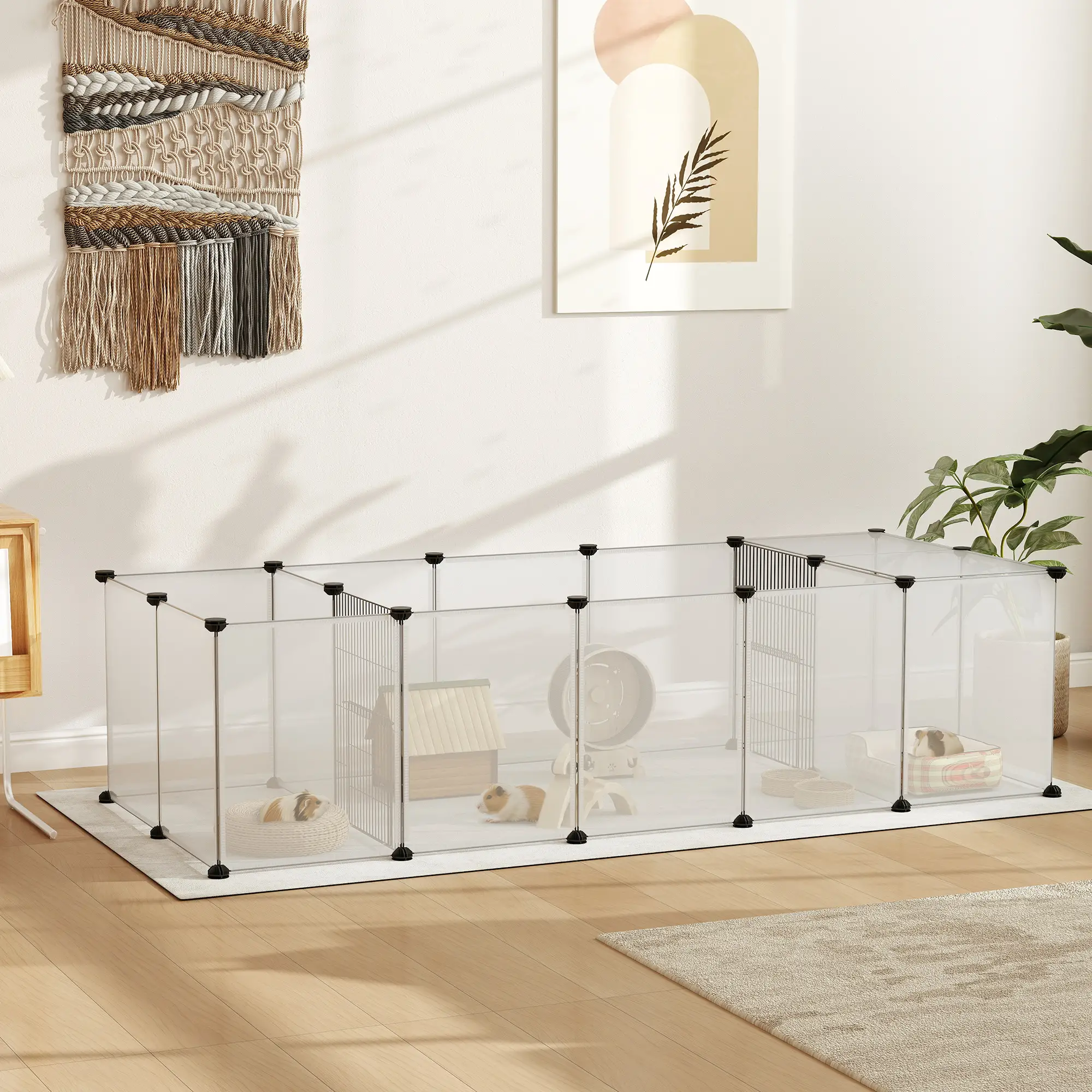 20 Panels DIY Small Animal Cage, With Door, Top Cover, White - Image 8