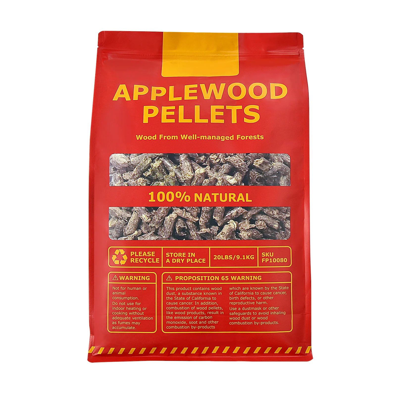 20 Pounds Apple Wood Pellets 100% All-Natural for Pellet Grills, Natural