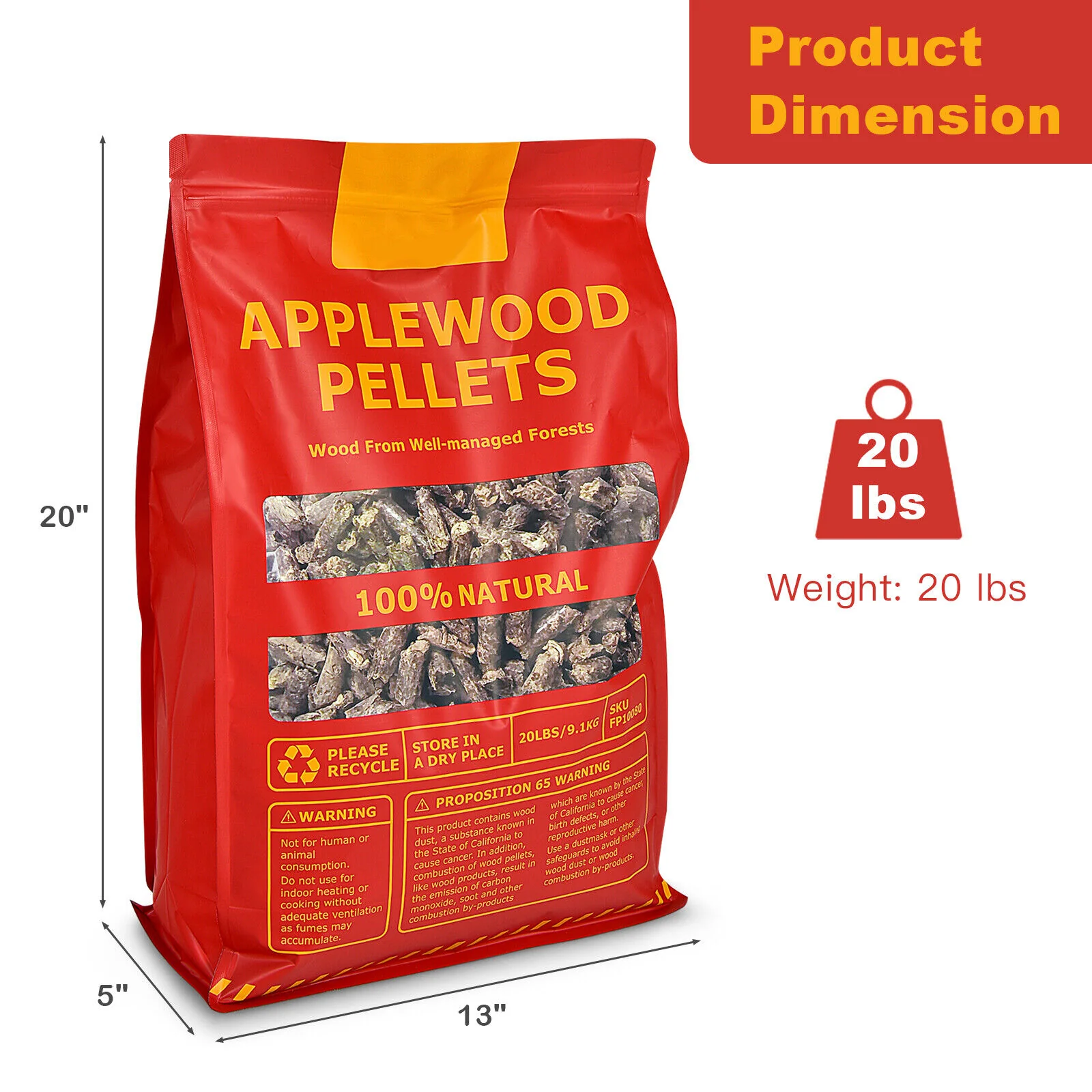 20 Pounds Apple Wood Pellets 100% All-Natural for Pellet Grills, Natural - Image 6