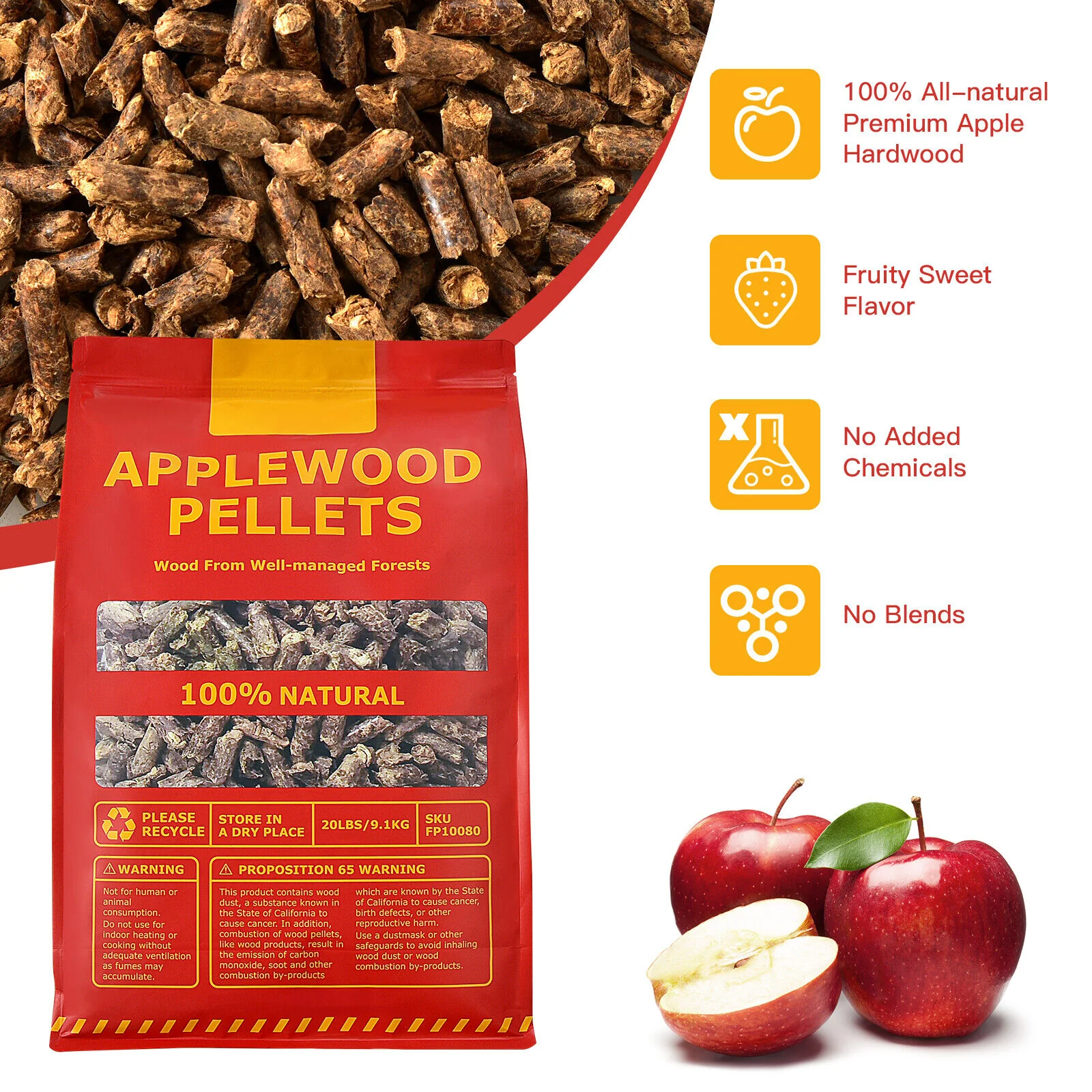 20 Pounds Apple Wood Pellets 100% All-Natural for Pellet Grills, Natural - Image 8