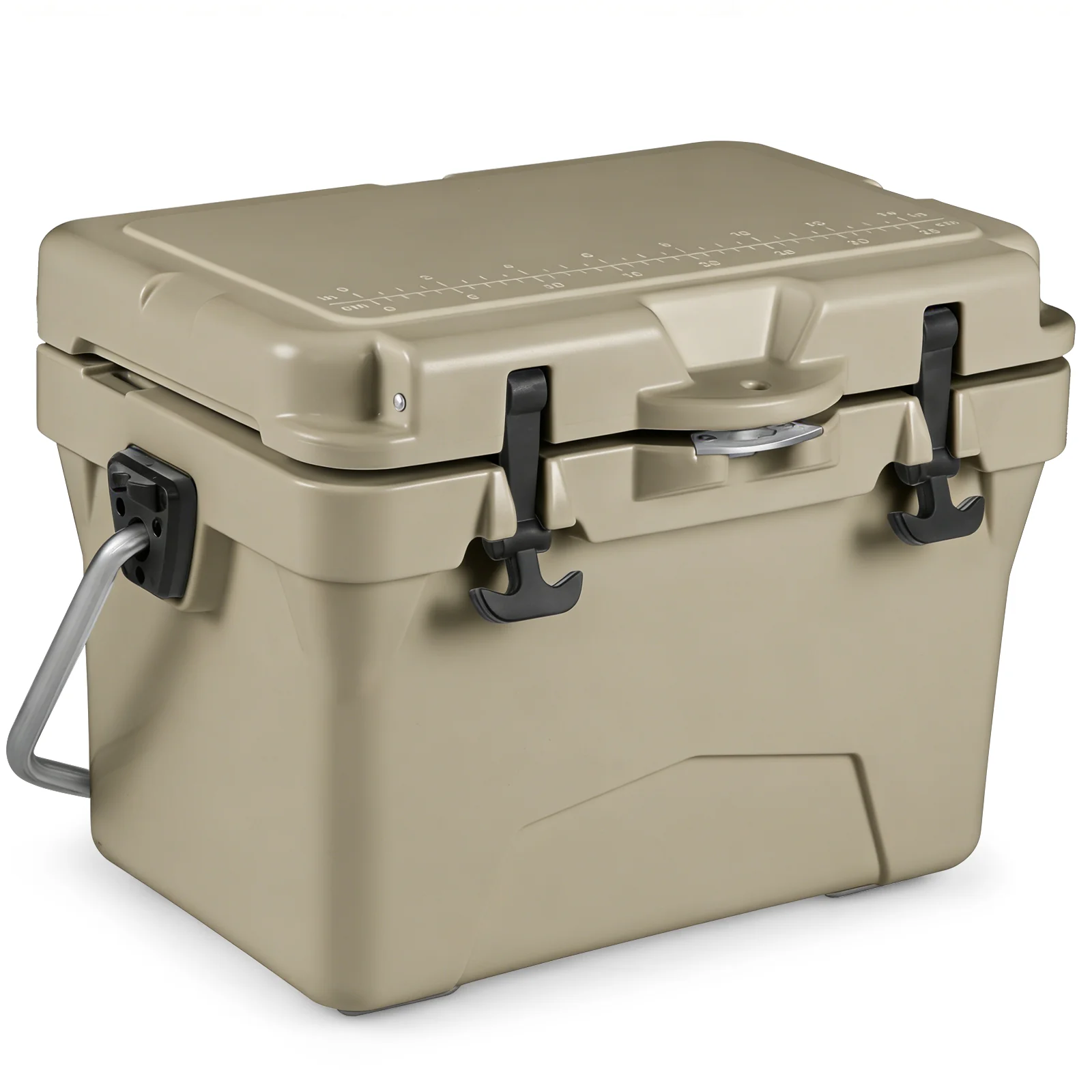 20 Quart Portable Hard Cooler, Built-In Ruler And Bottle, Khaki - Image 3