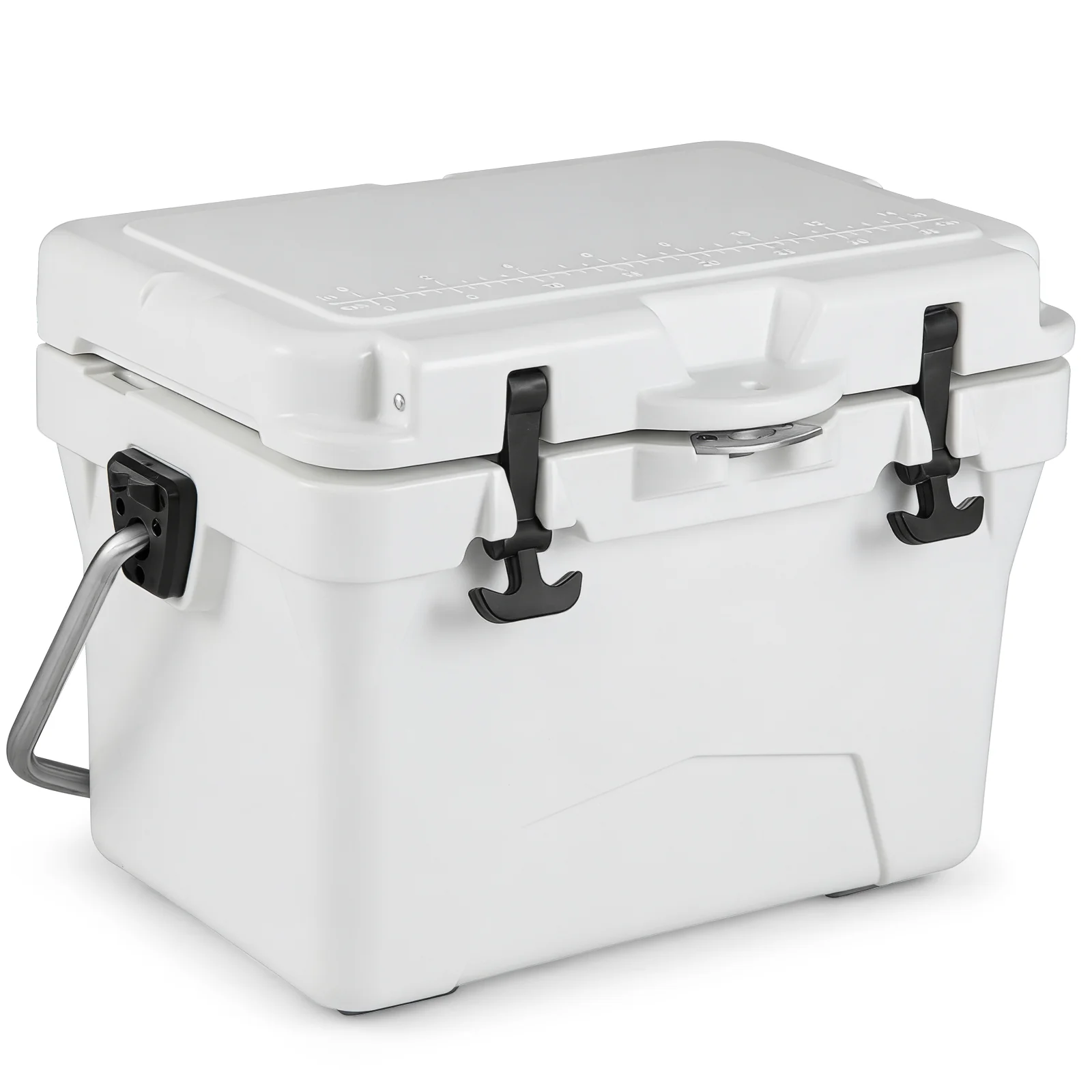 20 Quart Portable Hard Cooler, Built-In Ruler And Bottle, White - Image 3