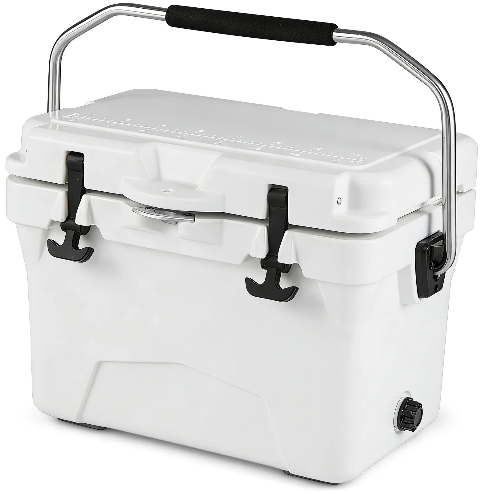 20 Quart Portable Hard Cooler, Built-In Ruler And Bottle, White - Image 4