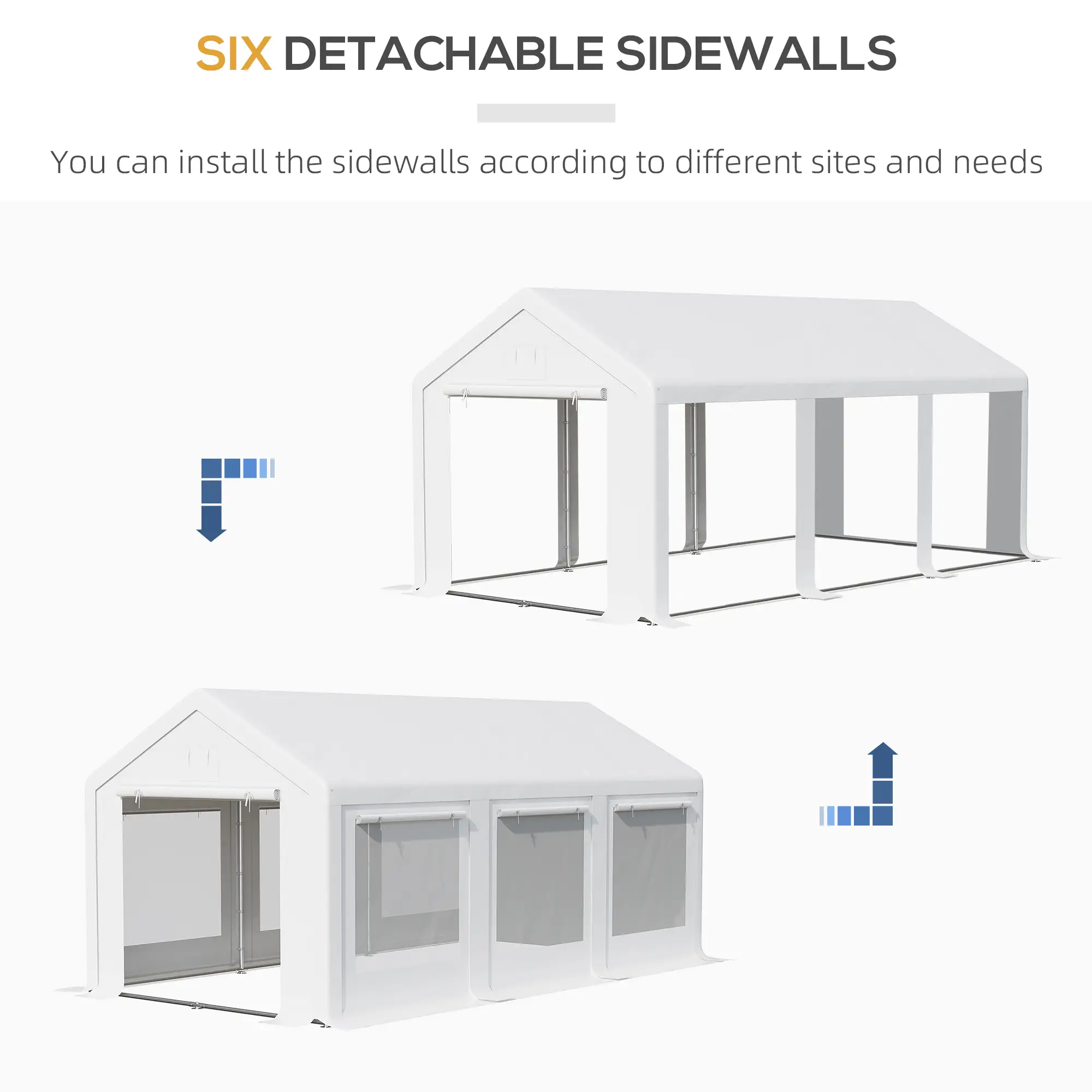 20' x 10' Party Tent Canopy, Gazebo with Removable Side Walls, White - Image 5
