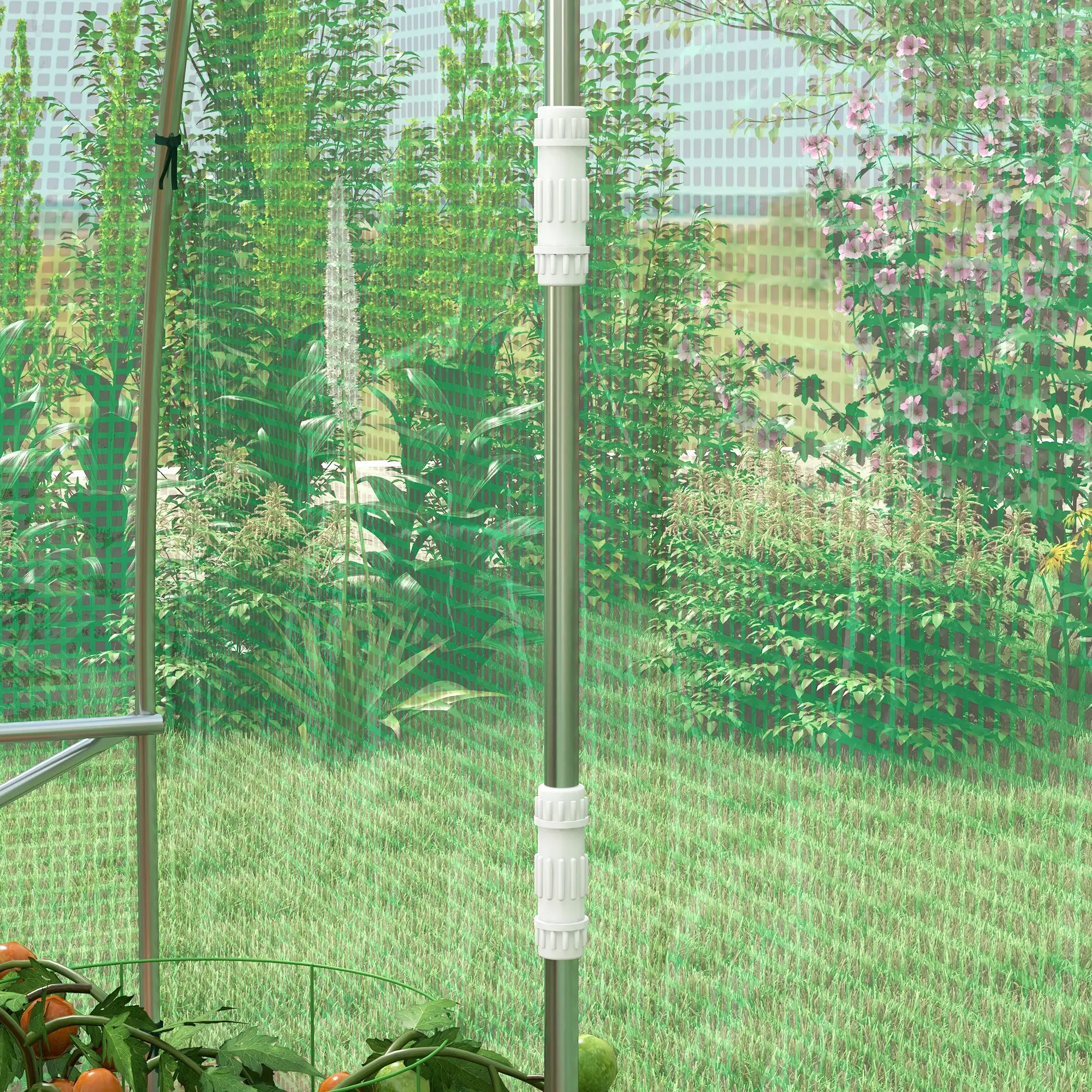 20' x 10' Walk-in Greenhouse, Sprinkler System, Roll-up Door, 12 Mesh Windows, Green - Image 10
