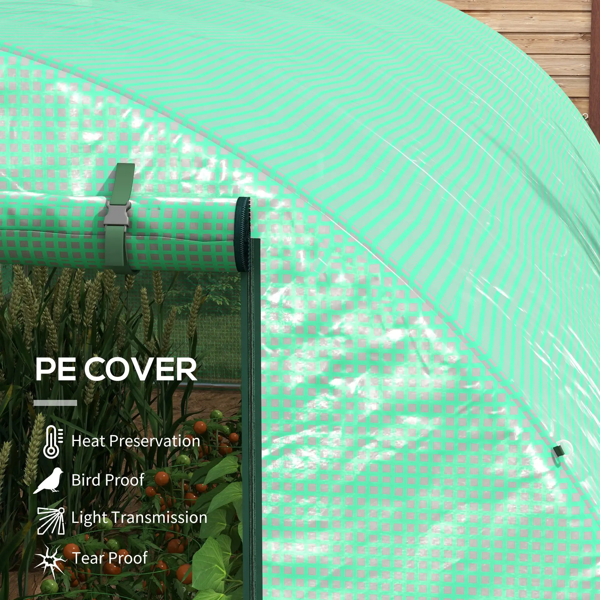 20' x 10' Walk-in Greenhouse, Sprinkler System, Roll-up Door, 12 Mesh Windows, Green - Image 5