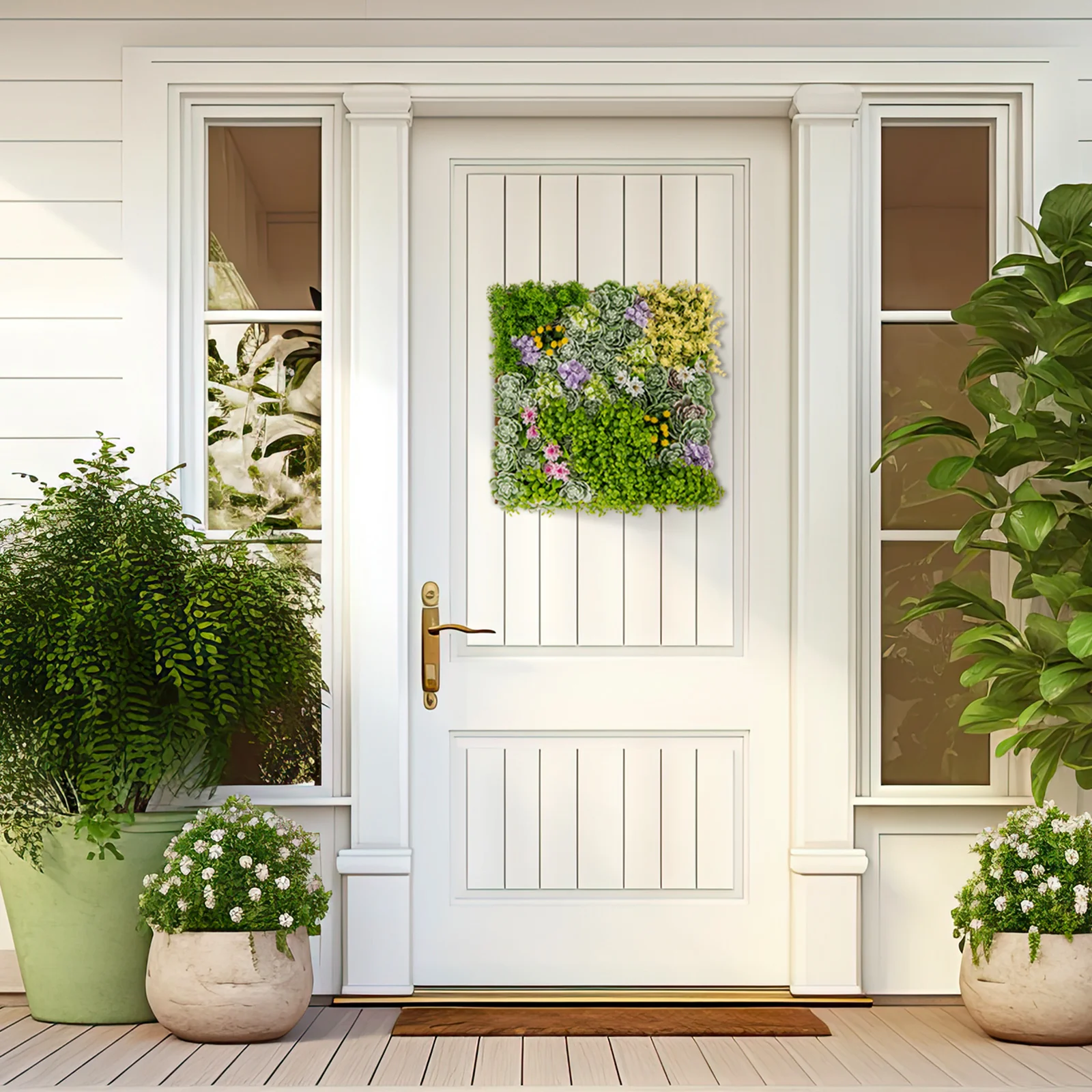 20" x 20" 3D Hanging Succulents, Mixed Faux Plants, Green - Image 2