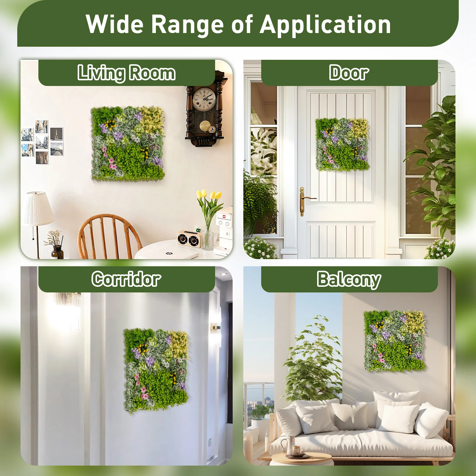 20" x 20" 3D Hanging Succulents, Mixed Faux Plants, Green - Image 9