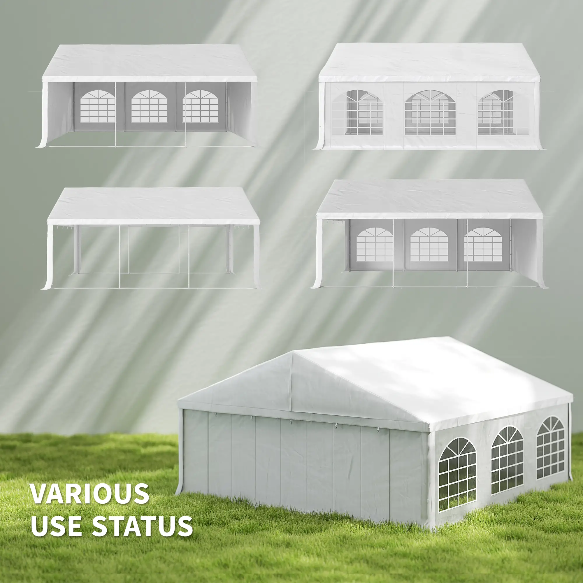 20' x 20' Heavy-Duty Wedding Tent, Outdoor Party Canopy With Sidewall, White - Image 4