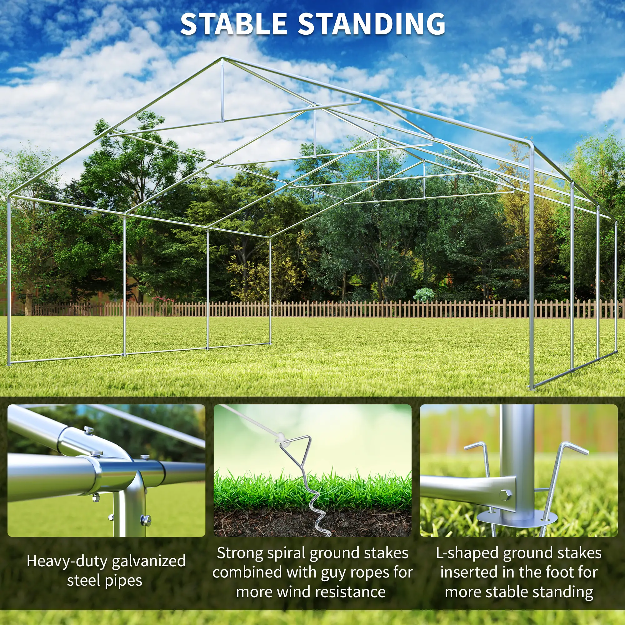 20' x 20' Heavy-Duty Wedding Tent, Outdoor Party Canopy With Sidewall, White - Image 5