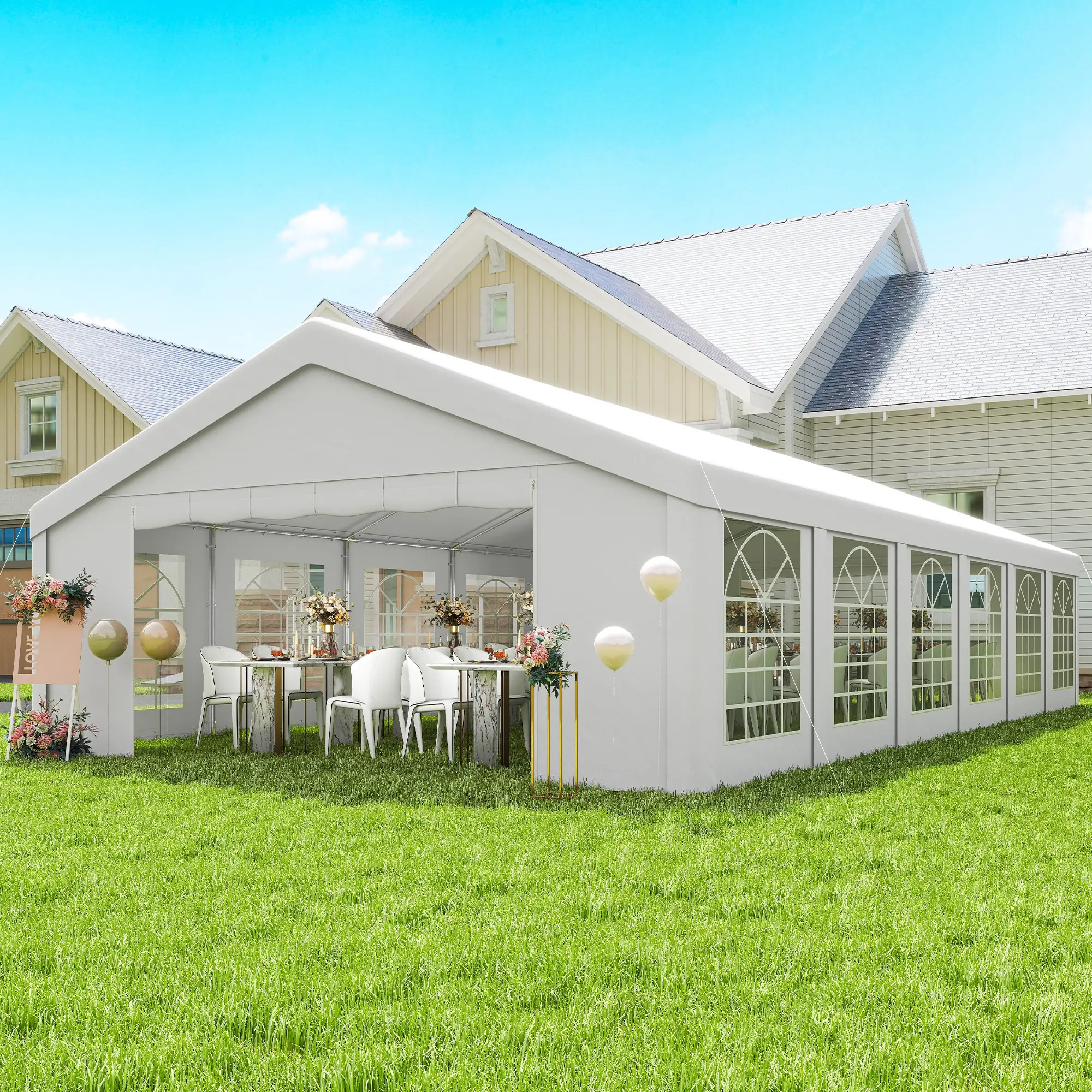 20' x 40' Party Tent, Outdoor Canopy With 12 Removable Windows - Image 2