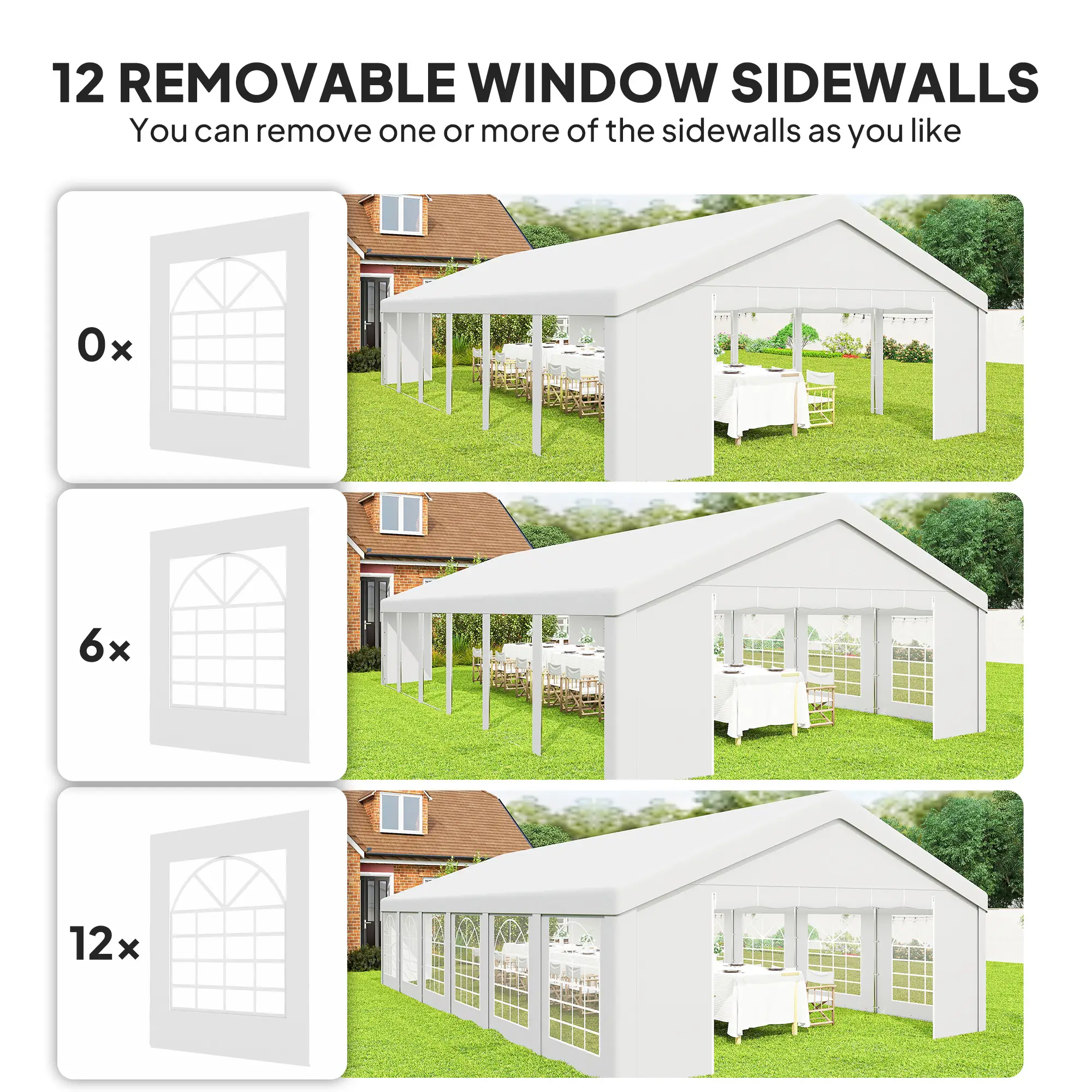 20' x 40' Party Tent, Outdoor Canopy With 12 Removable Windows - Image 5