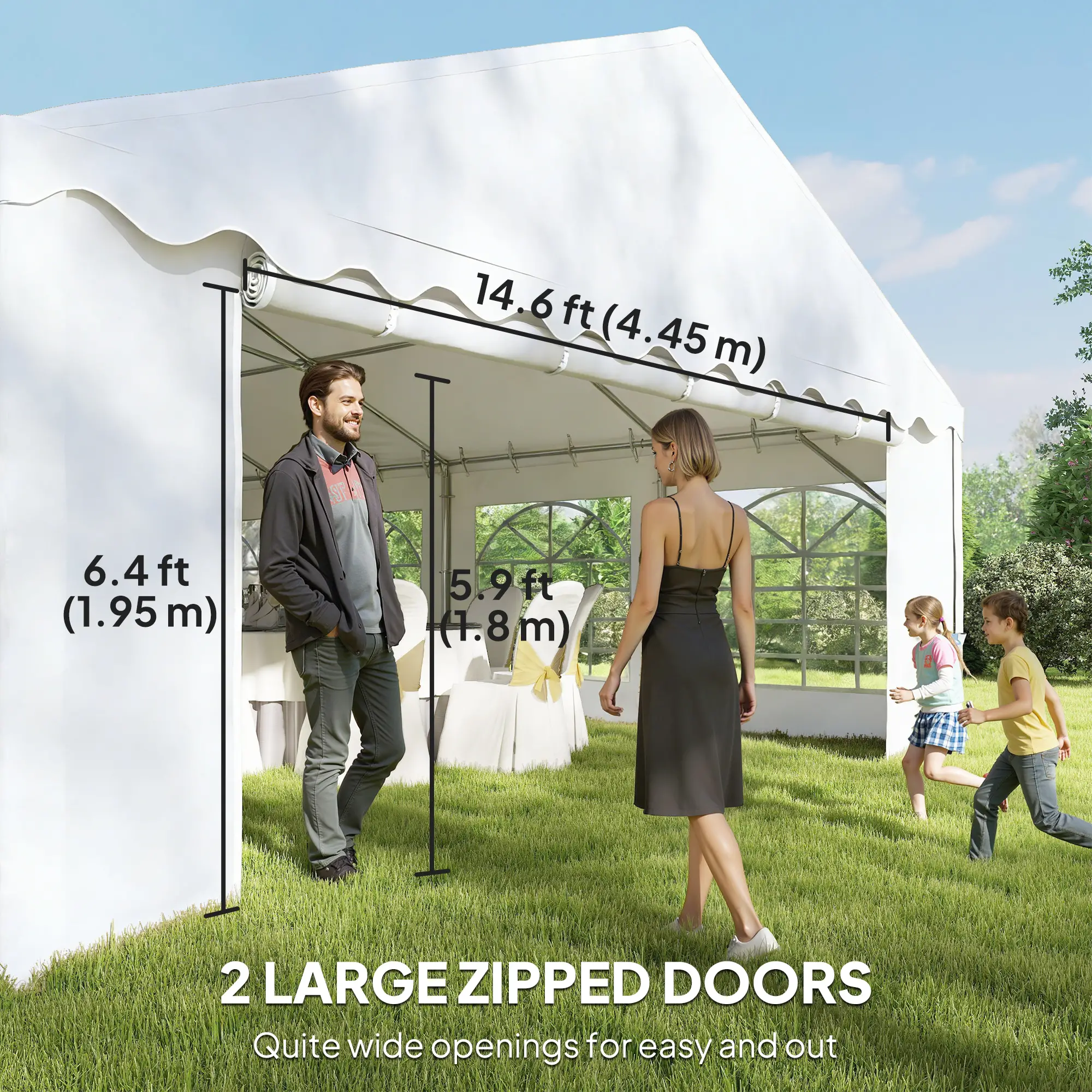 20' x 40' Party Tent, Removable Sidewalls, 12 Windows, White - Image 6