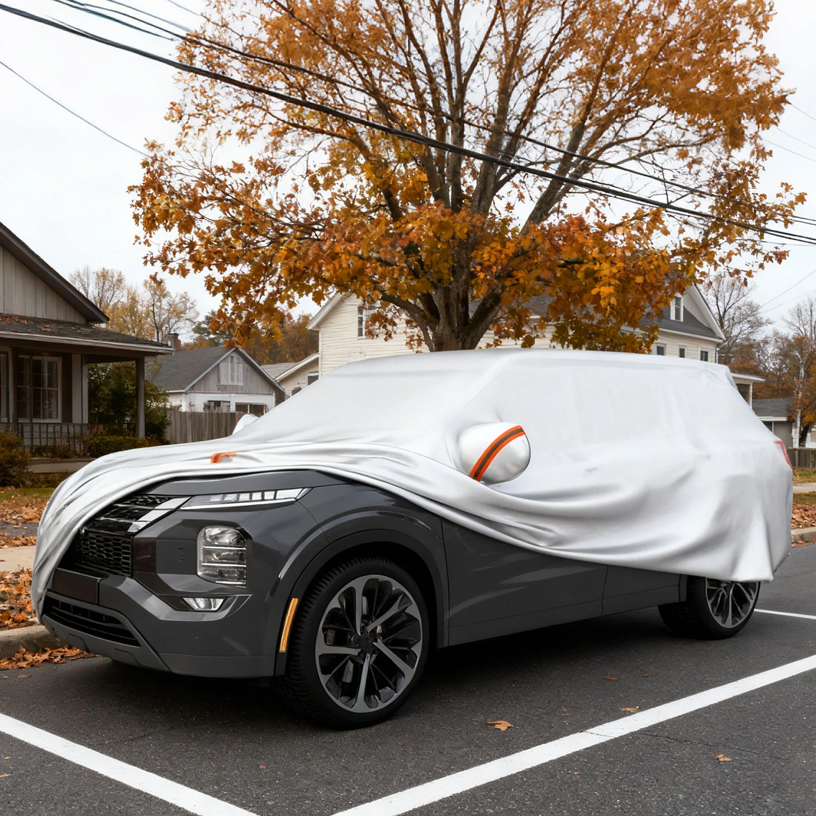 200 Inch Car Cover, Rain Sun UV Protection, Silver - Image 3
