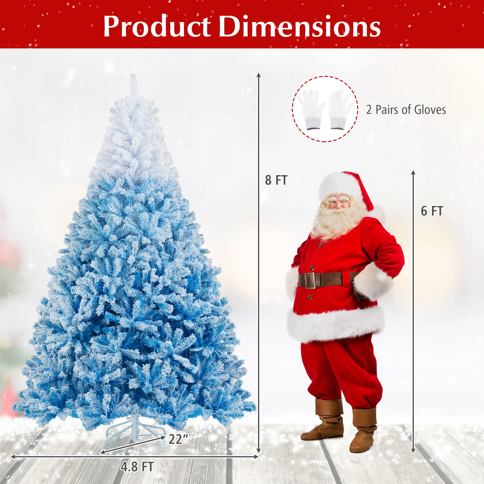2025 New Artificial Christmas Tree with 456 Branch Tips and Folding Metal Stand-8FT, Blue - Image 5