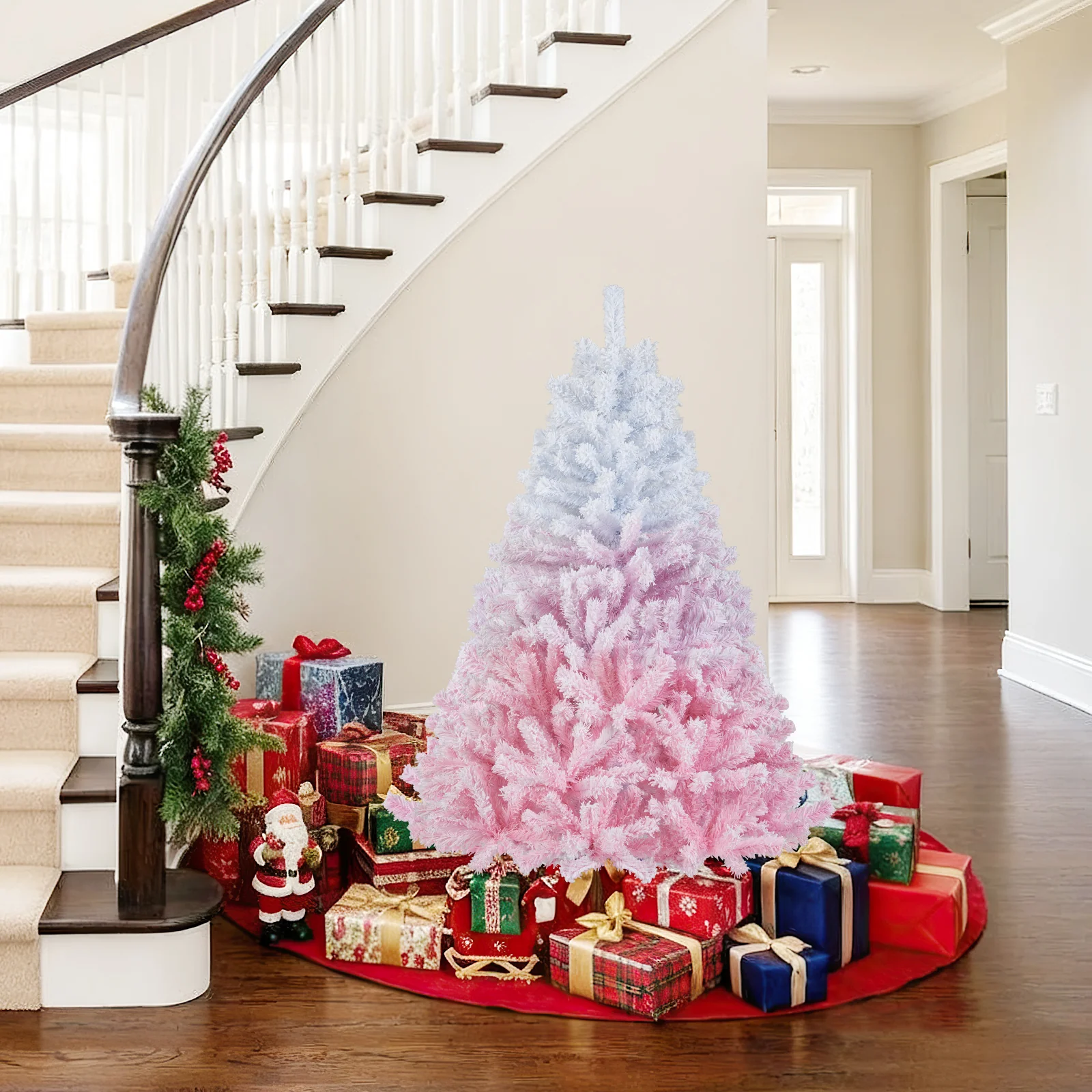2025 New Artificial Christmas Tree with Folding Metal Stand and 456 Branch Tips-5FT, Pink - Image 6