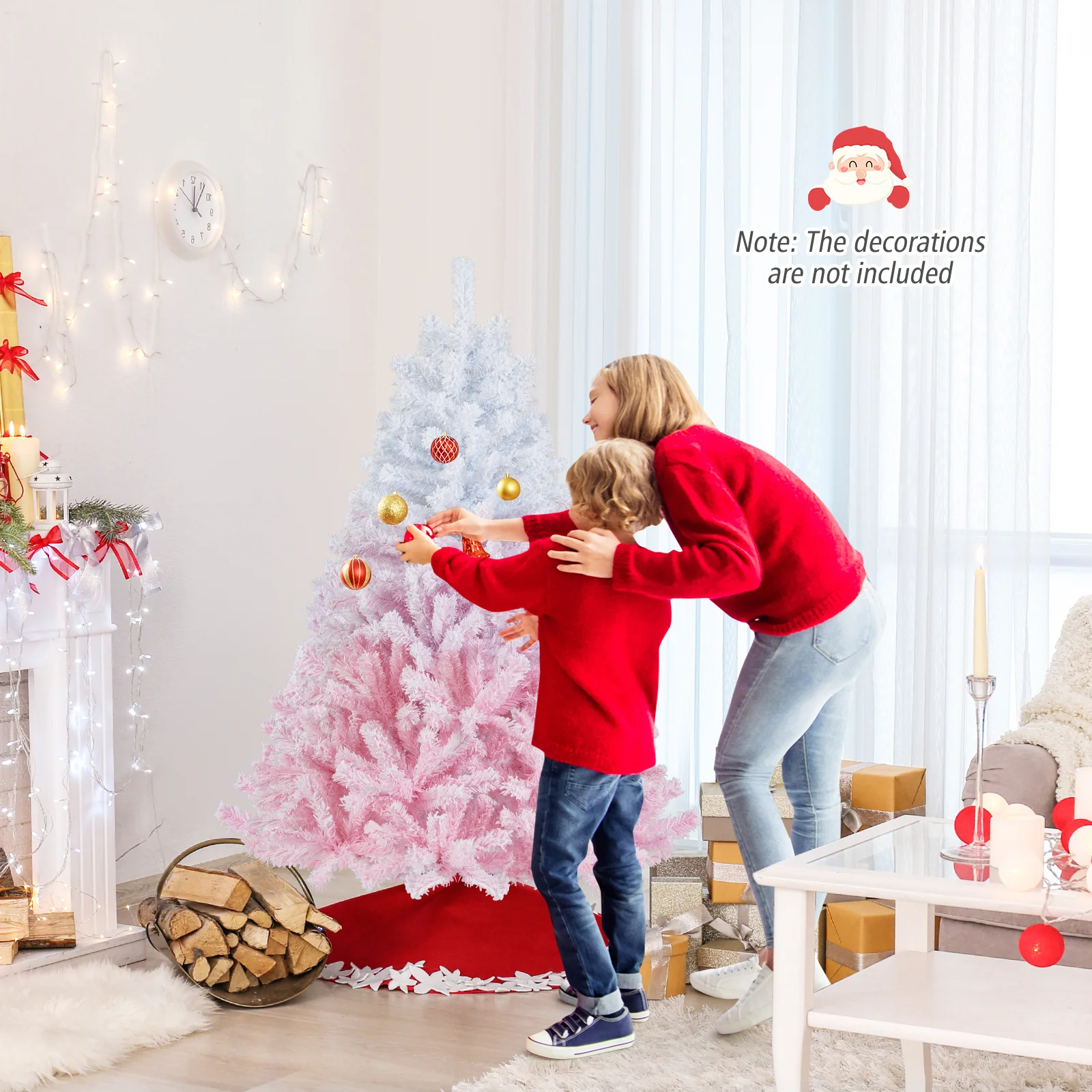2025 New Artificial Christmas Tree with Folding Metal Stand and 456 Branch Tips-5FT, Pink - Image 7