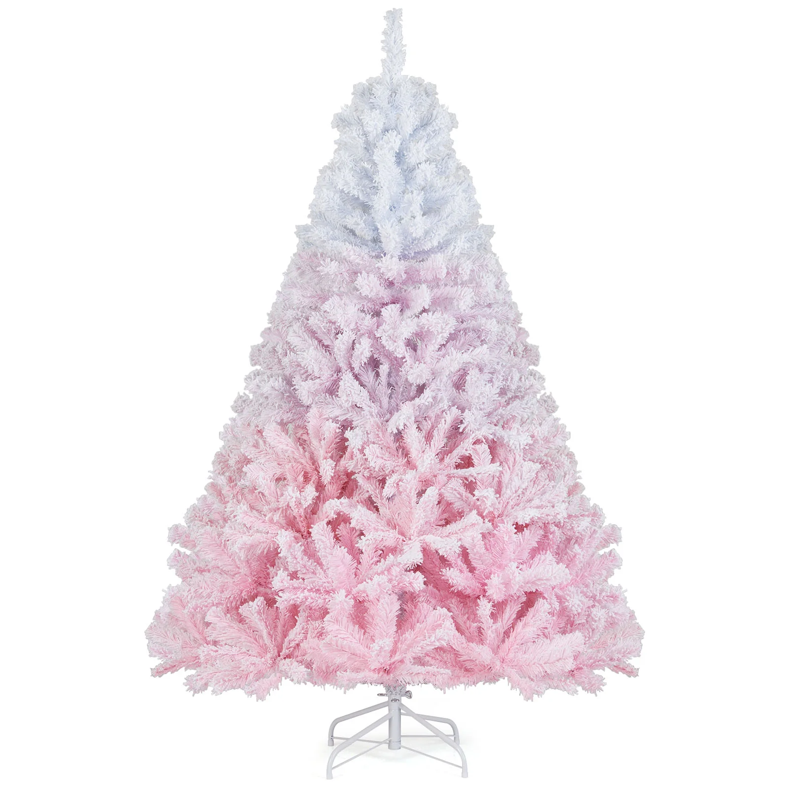 2025 New Artificial Christmas Tree with Folding Metal Stand and 456 Branch Tips-6FT, Pink