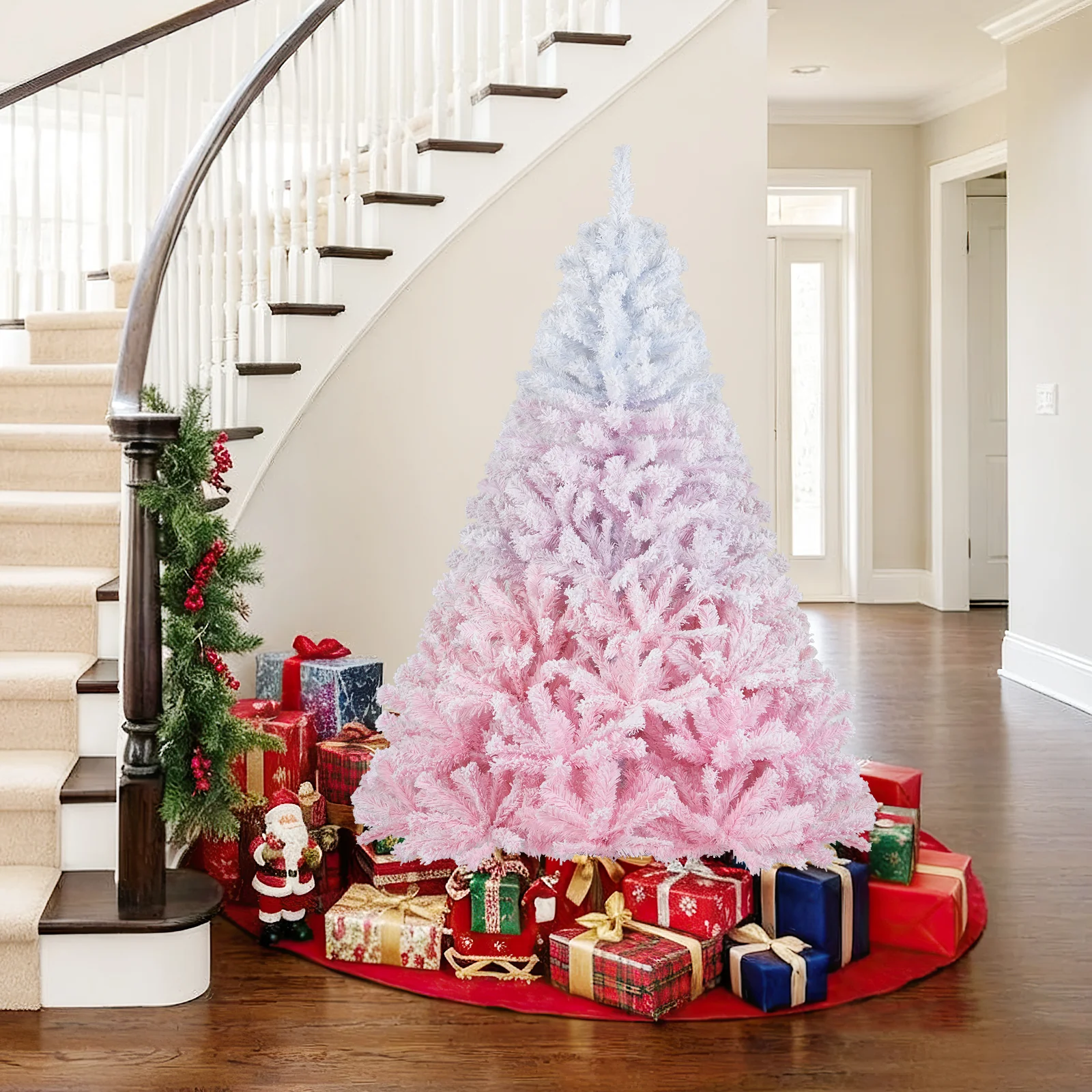 2025 New Artificial Christmas Tree with Folding Metal Stand and 456 Branch Tips-6FT, Pink - Image 6