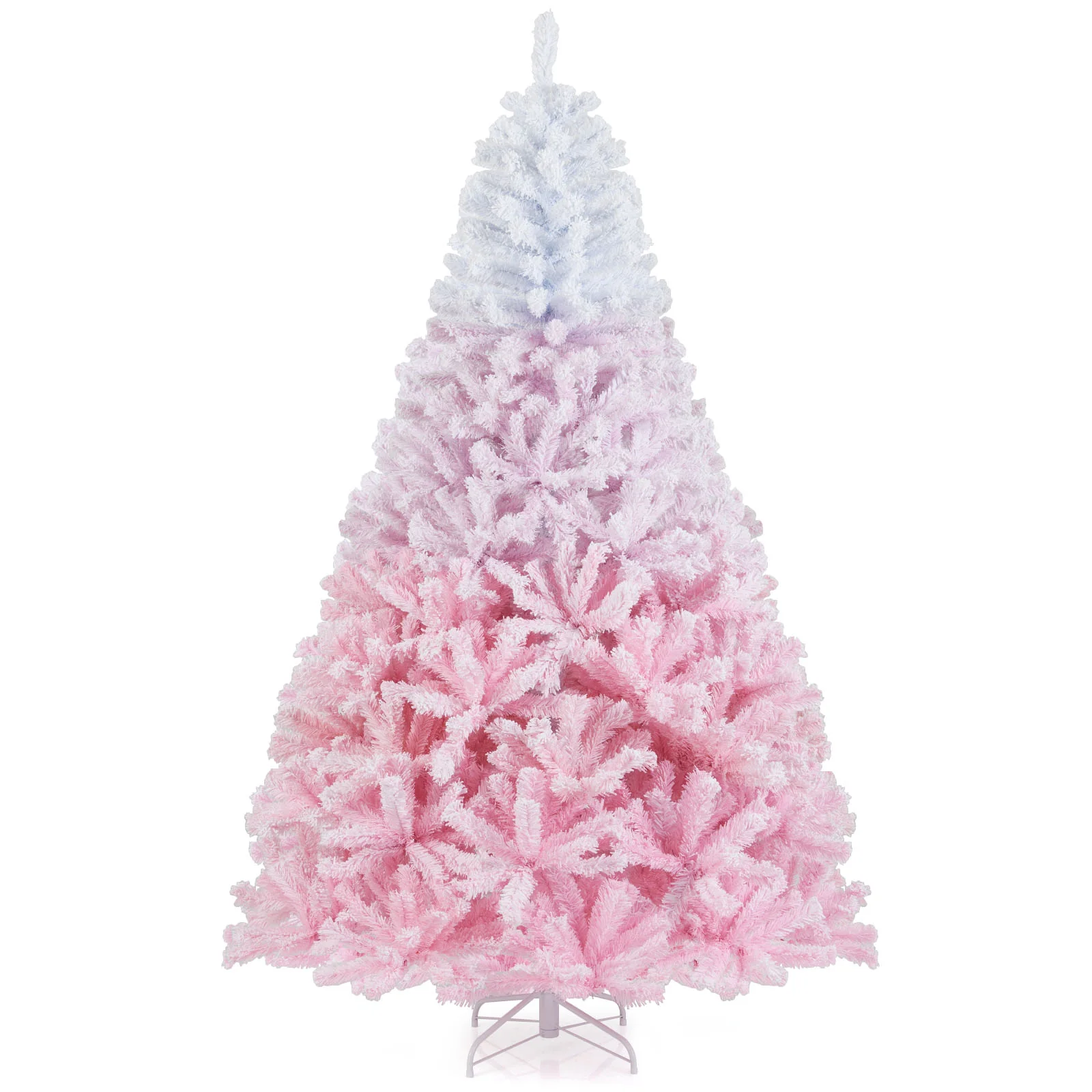 2025 New Artificial Christmas Tree with Folding Metal Stand and 456 Branch Tips-7FT, Pink