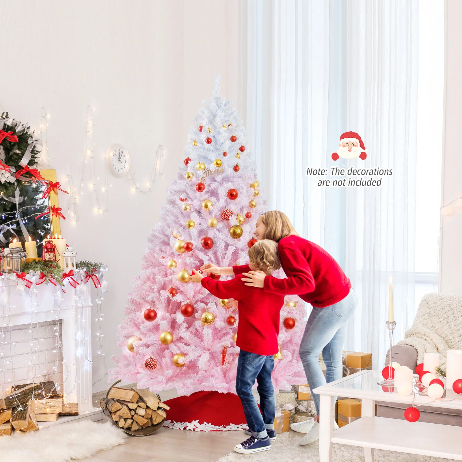2025 New Artificial Christmas Tree with Folding Metal Stand and 456 Branch Tips-7FT, Pink - Image 6