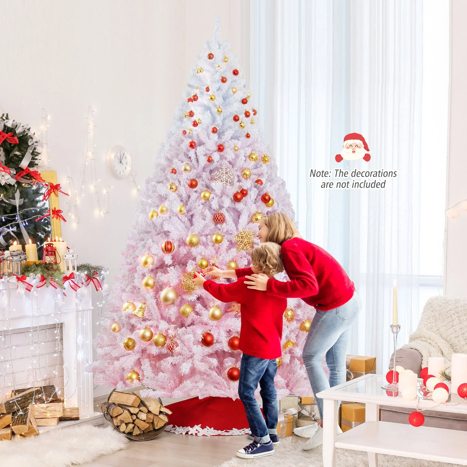 2025 New Artificial Christmas Tree with Folding Metal Stand and 456 Branch Tips-8 FT, Pink - Image 6