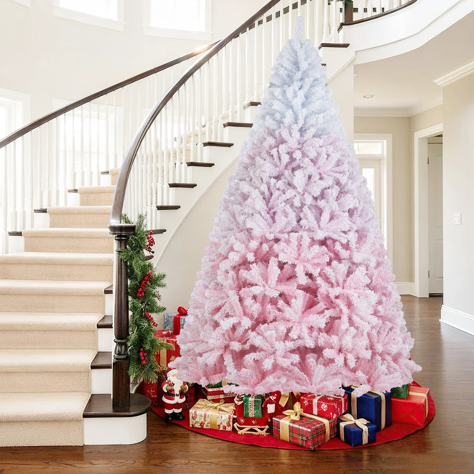 2025 New Artificial Christmas Tree with Folding Metal Stand and 456 Branch Tips-8 FT, Pink - Image 7