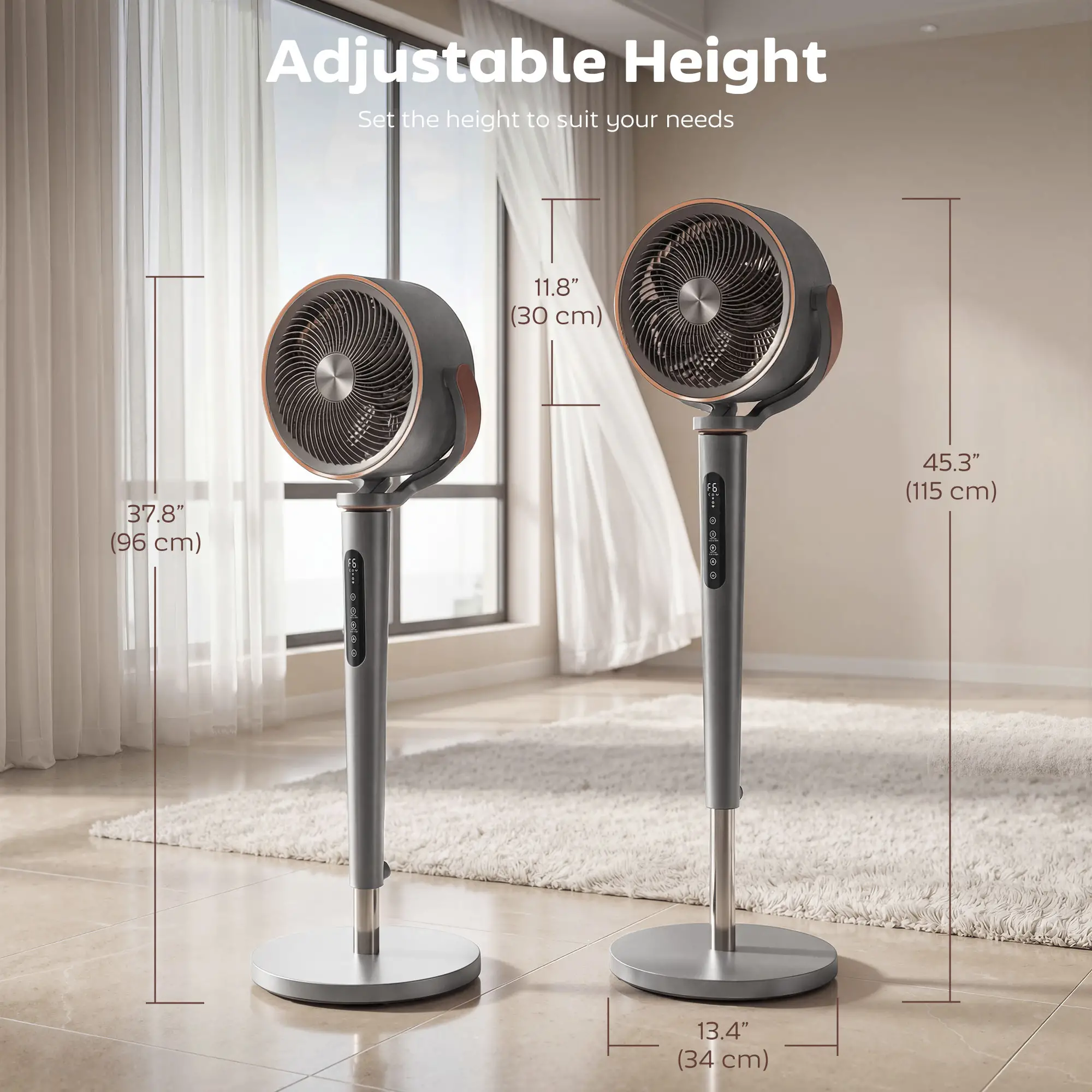 20dB Silent Standing Fan, Oscillating Fan with 12 Speeds, LED Light, WiFi &; Remote Control, 12H Timer - Image 3