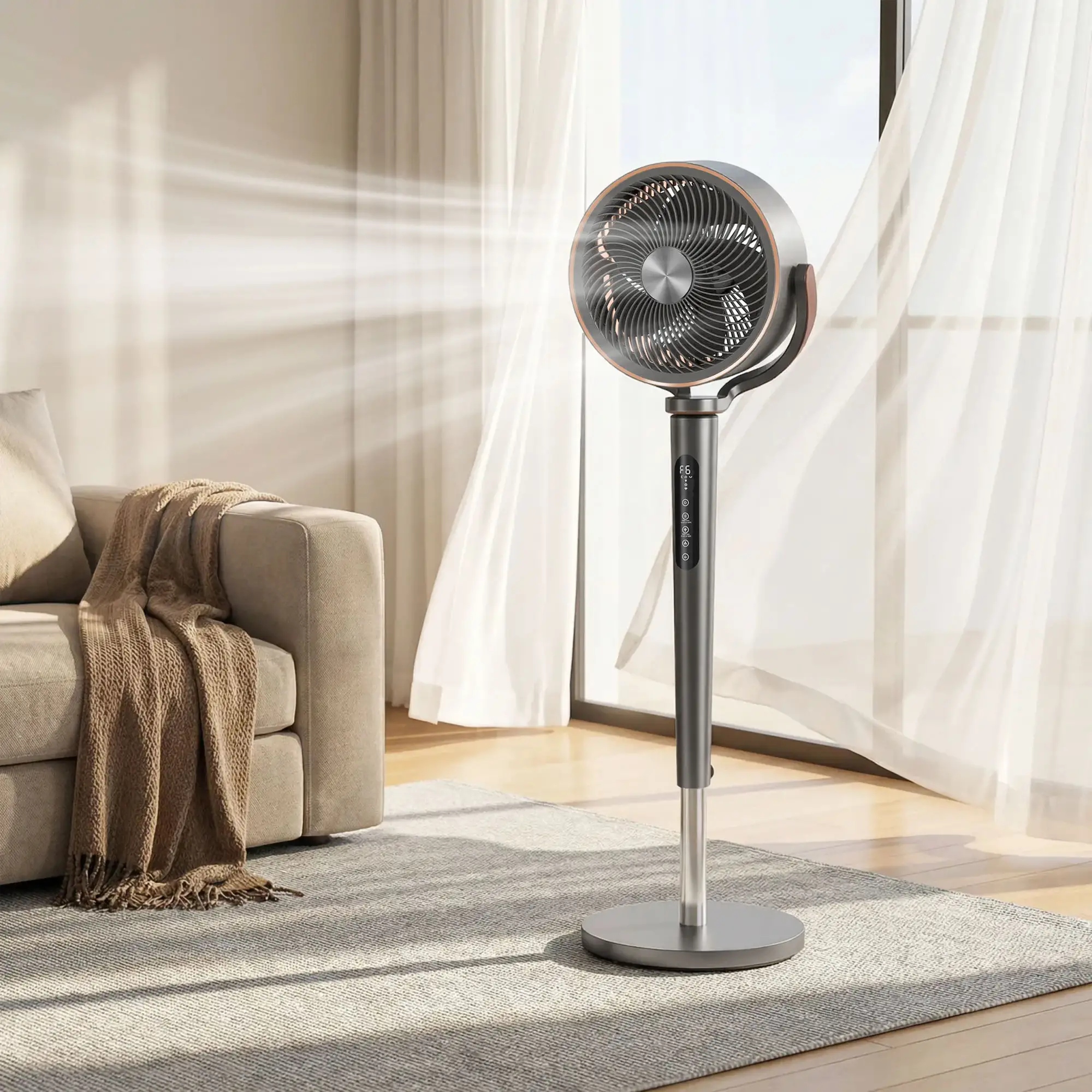 20dB Silent Standing Fan, Oscillating Fan with 12 Speeds, LED Light, WiFi &; Remote Control, 12H Timer - Image 8