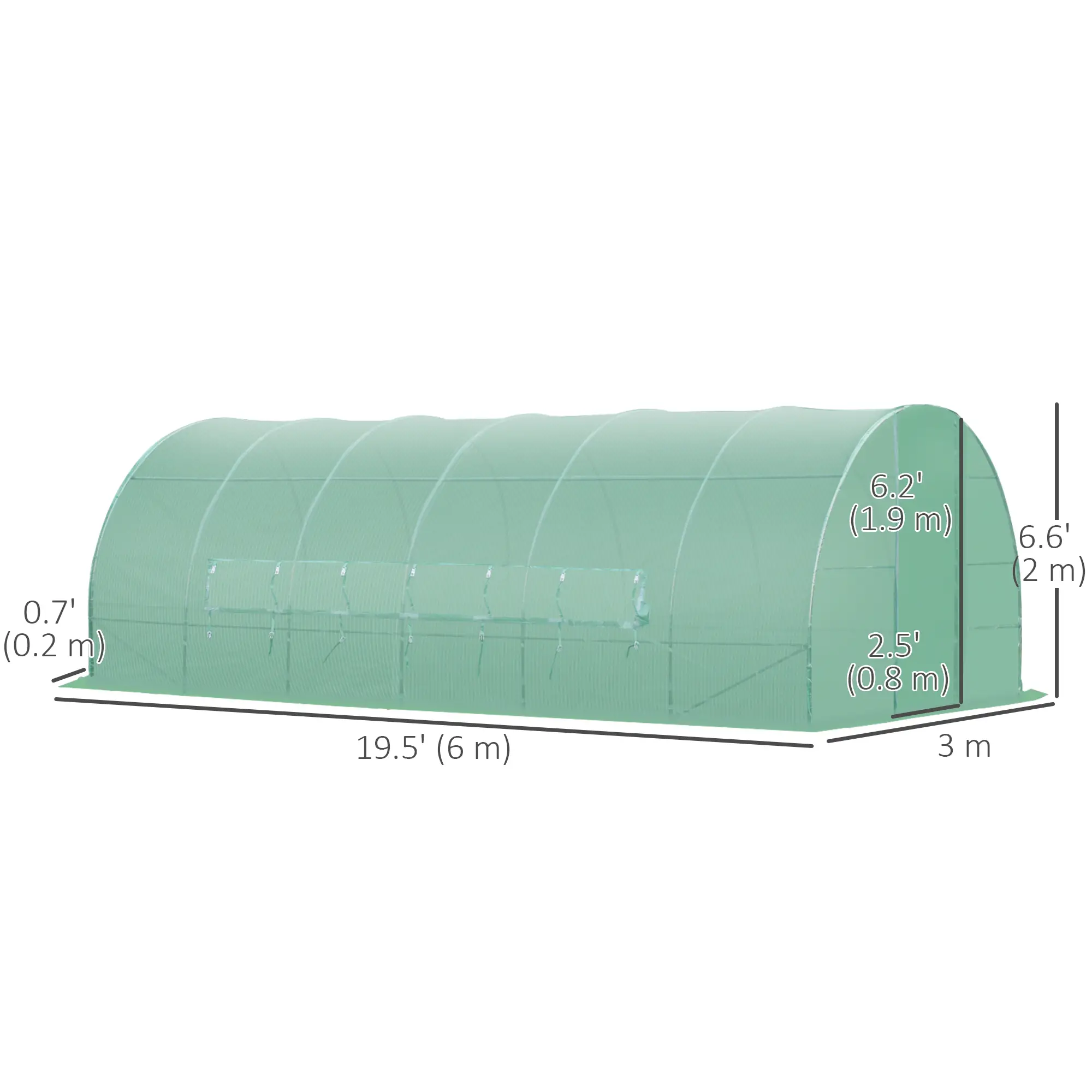 20x10x6.6ft Heavy Duty Walk-in Greenhouse, PE Cover, Green - Image 3
