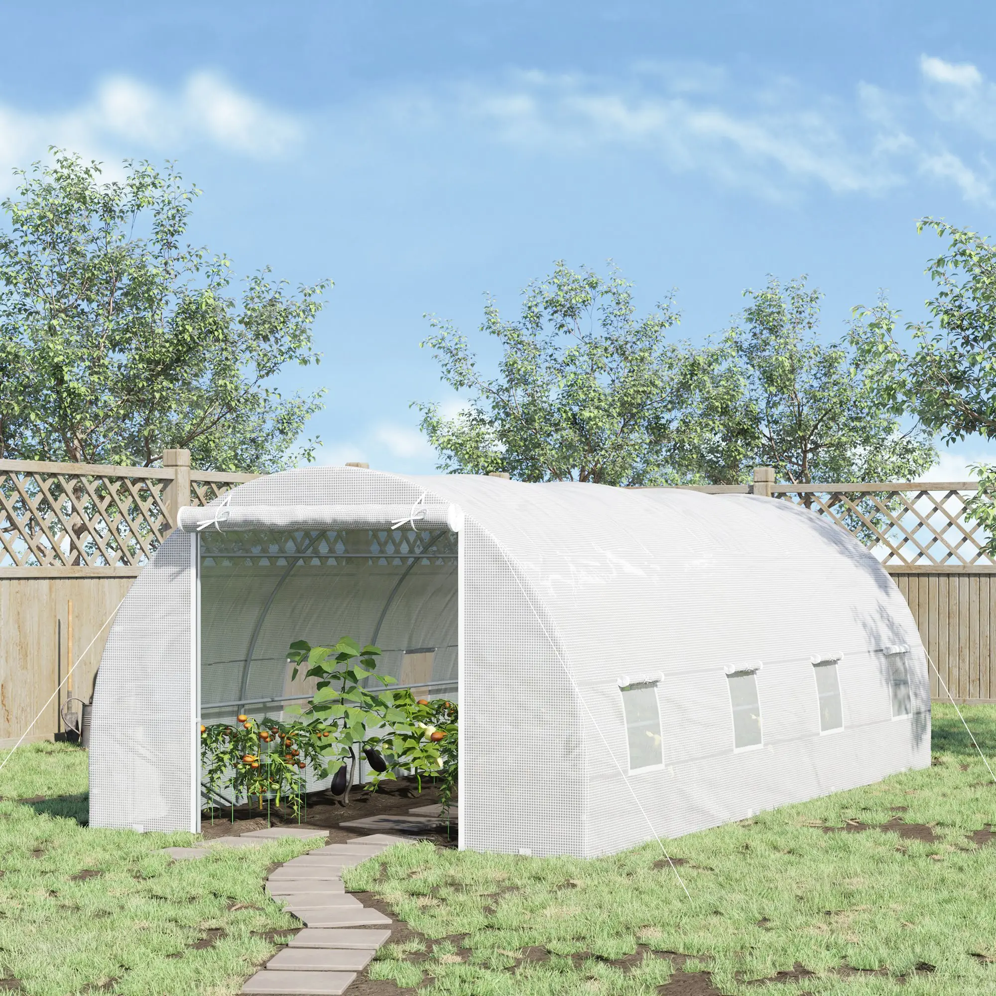20x10x7ft Heavy Duty Walk-In Greenhouse, Outdoor Plant Grow House, White - Image 2