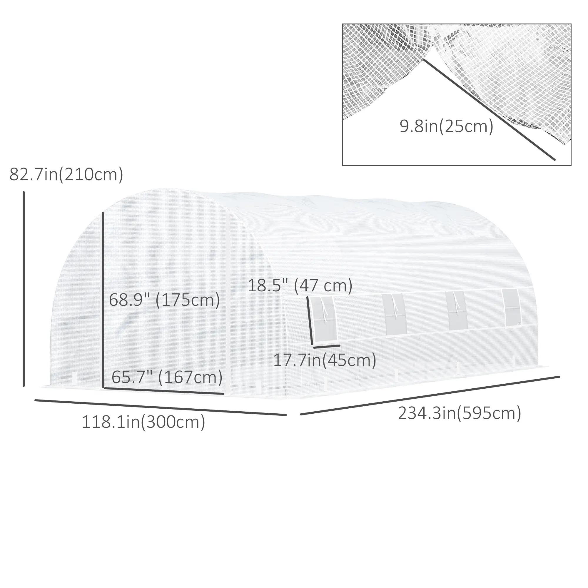 20x10x7ft Heavy Duty Walk-In Greenhouse, Outdoor Plant Grow House, White - Image 3