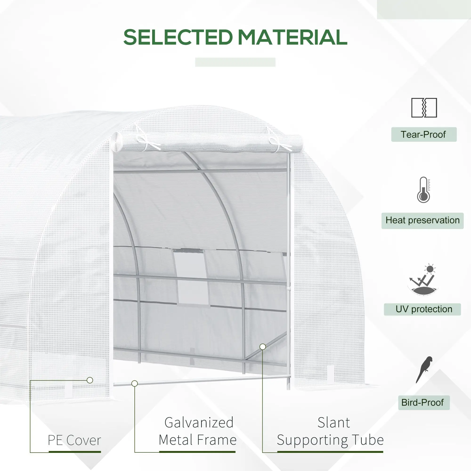 20x10x7ft Heavy Duty Walk-In Greenhouse, Outdoor Plant Grow House, White - Image 4