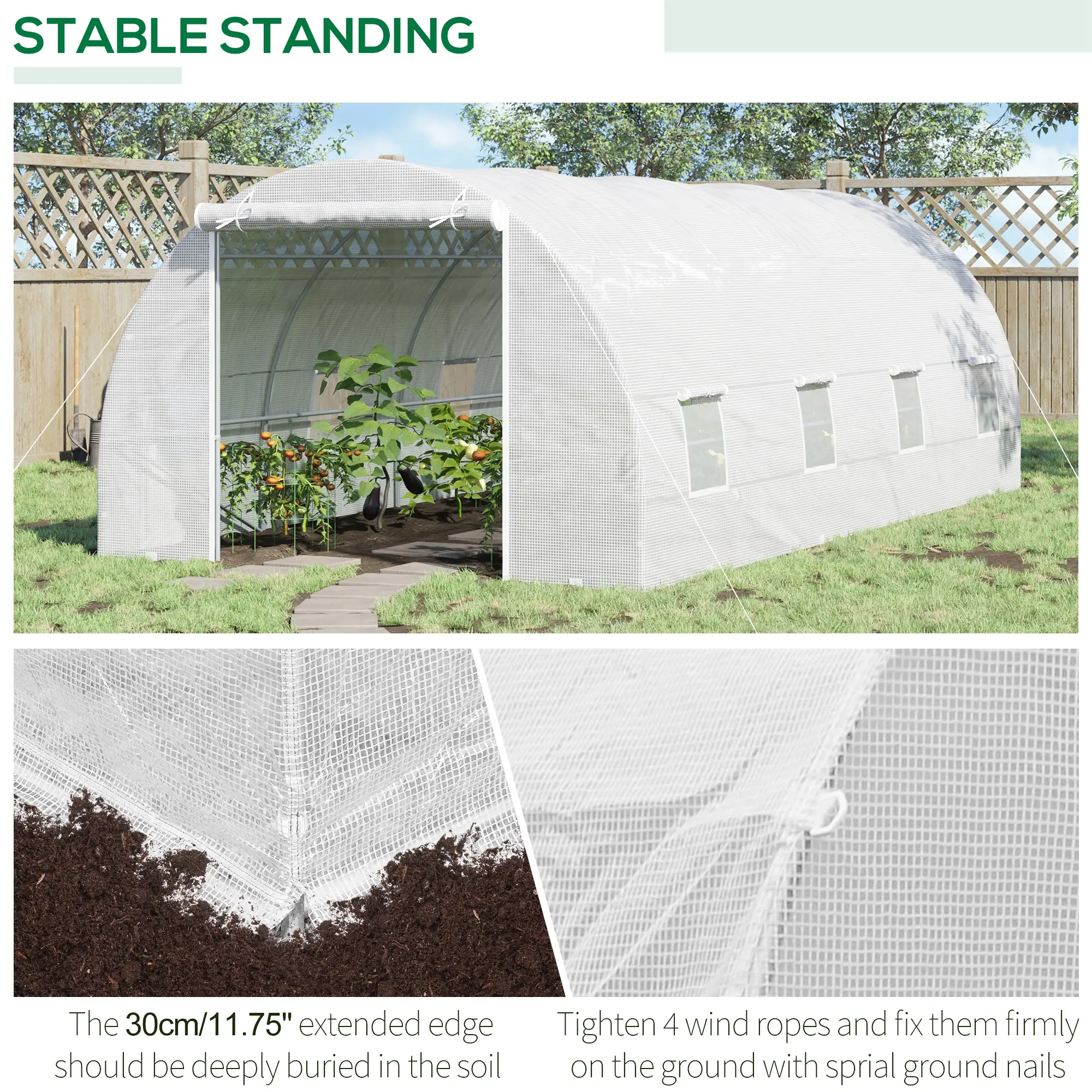 20x10x7ft Heavy Duty Walk-In Greenhouse, Outdoor Plant Grow House, White - Image 5