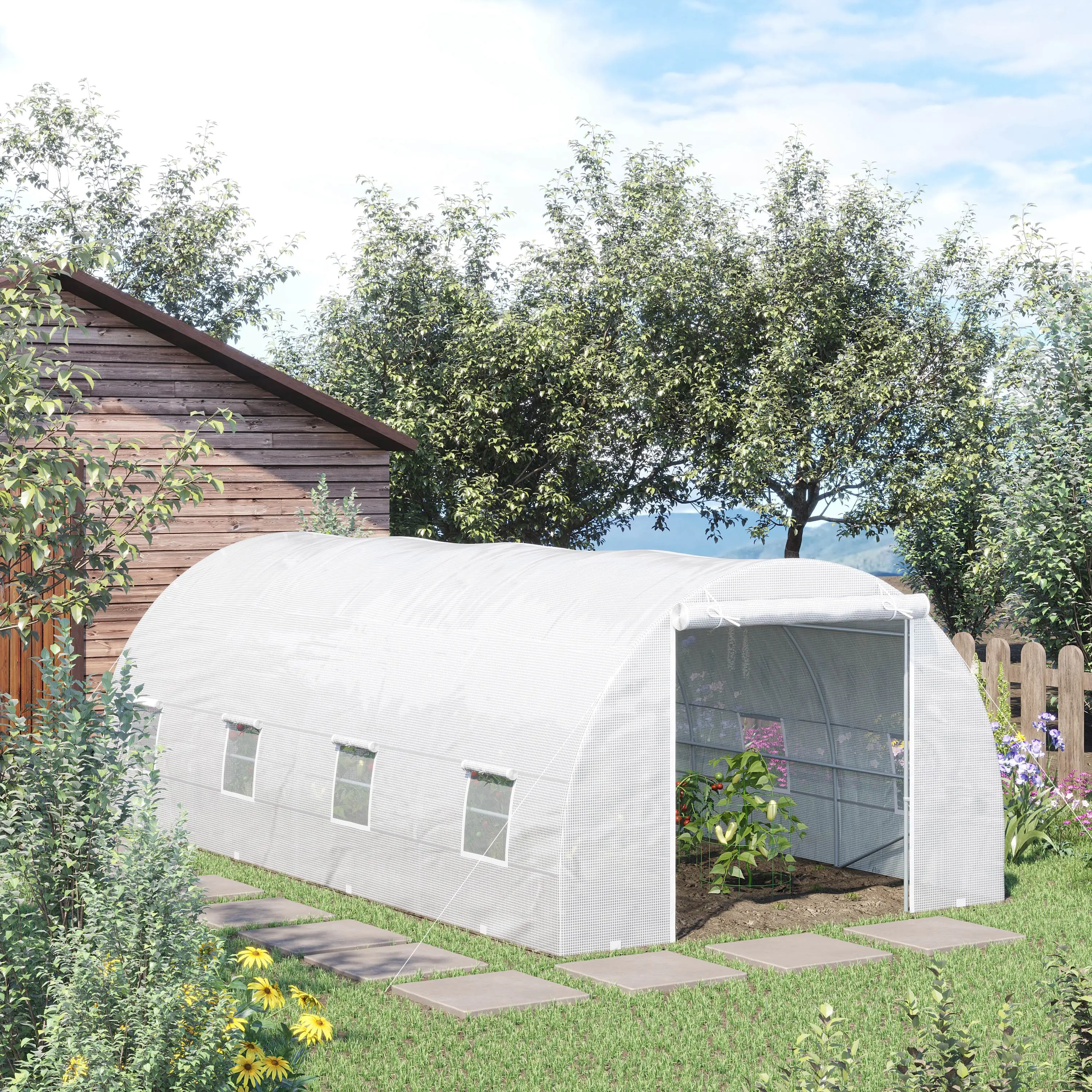 20x10x7ft Heavy Duty Walk-In Greenhouse, Outdoor Plant Grow House, White - Image 8