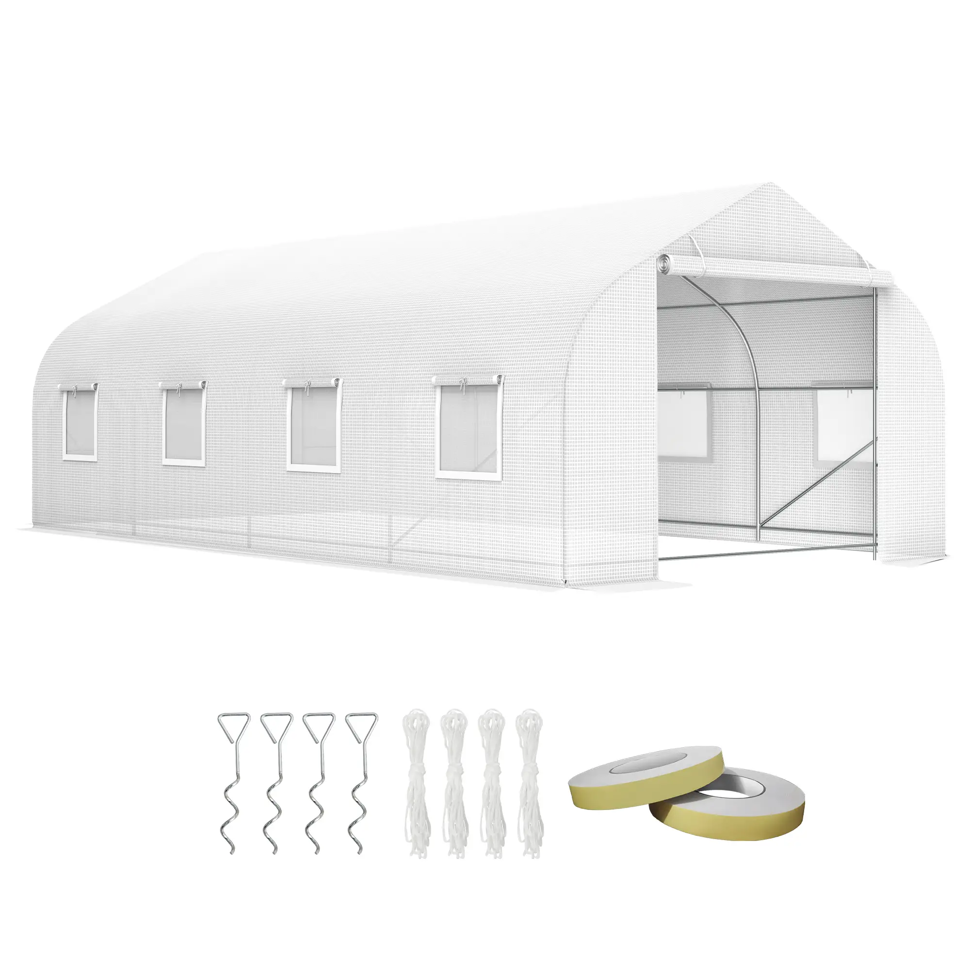 20x10x7ft Walk-In Greenhouse, Plant Growth Tunnel, White