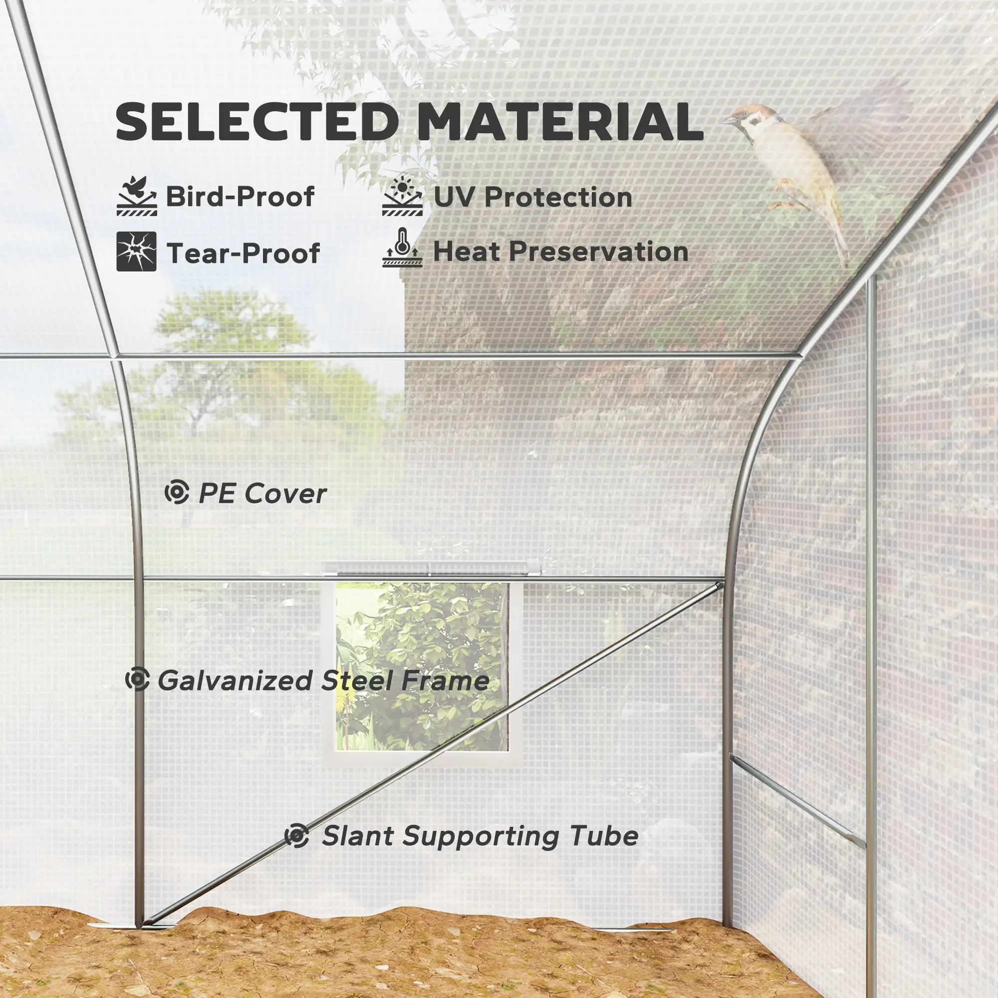 20x10x7ft Walk-In Greenhouse, Plant Growth Tunnel, White - Image 4