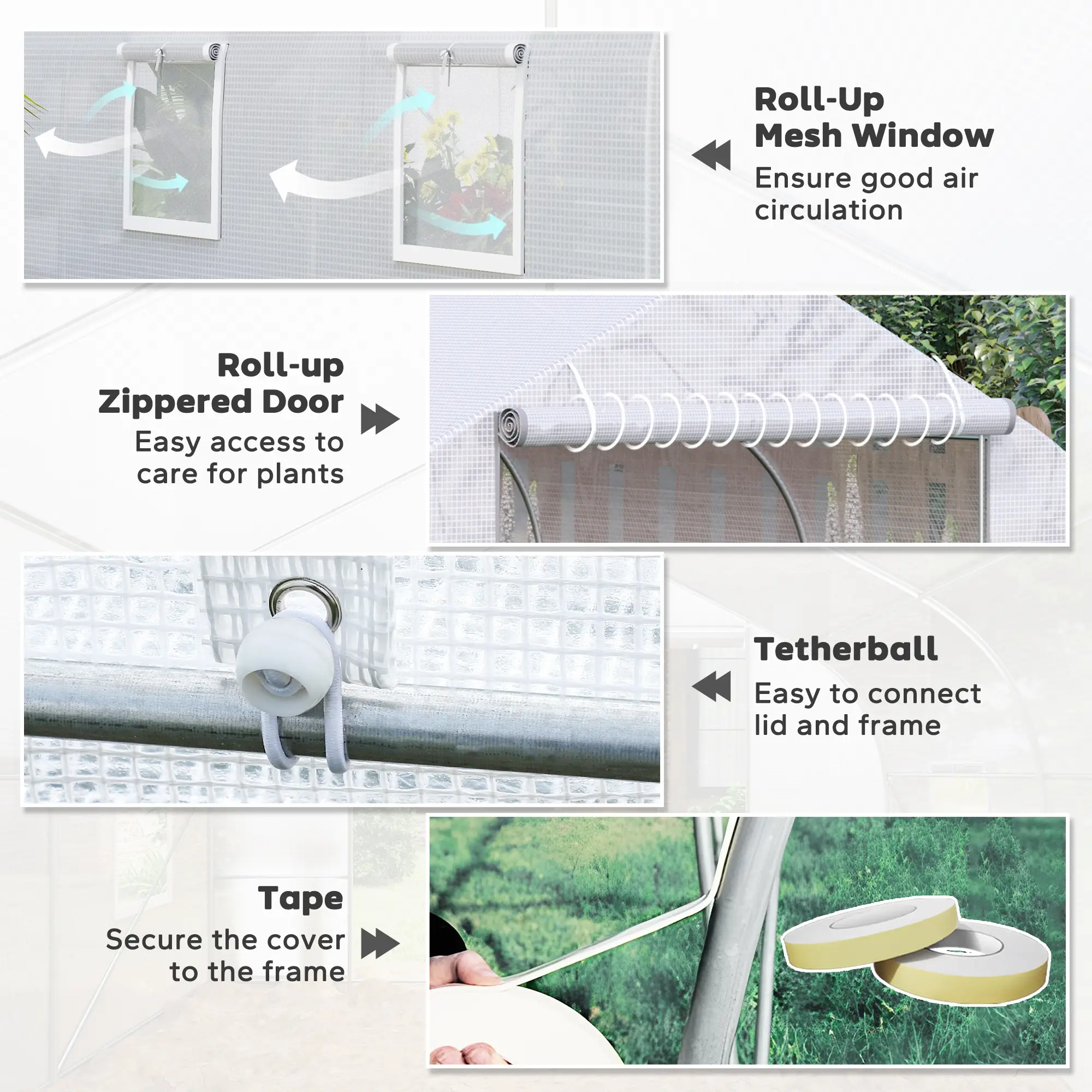 20x10x7ft Walk-In Greenhouse, Plant Growth Tunnel, White - Image 6