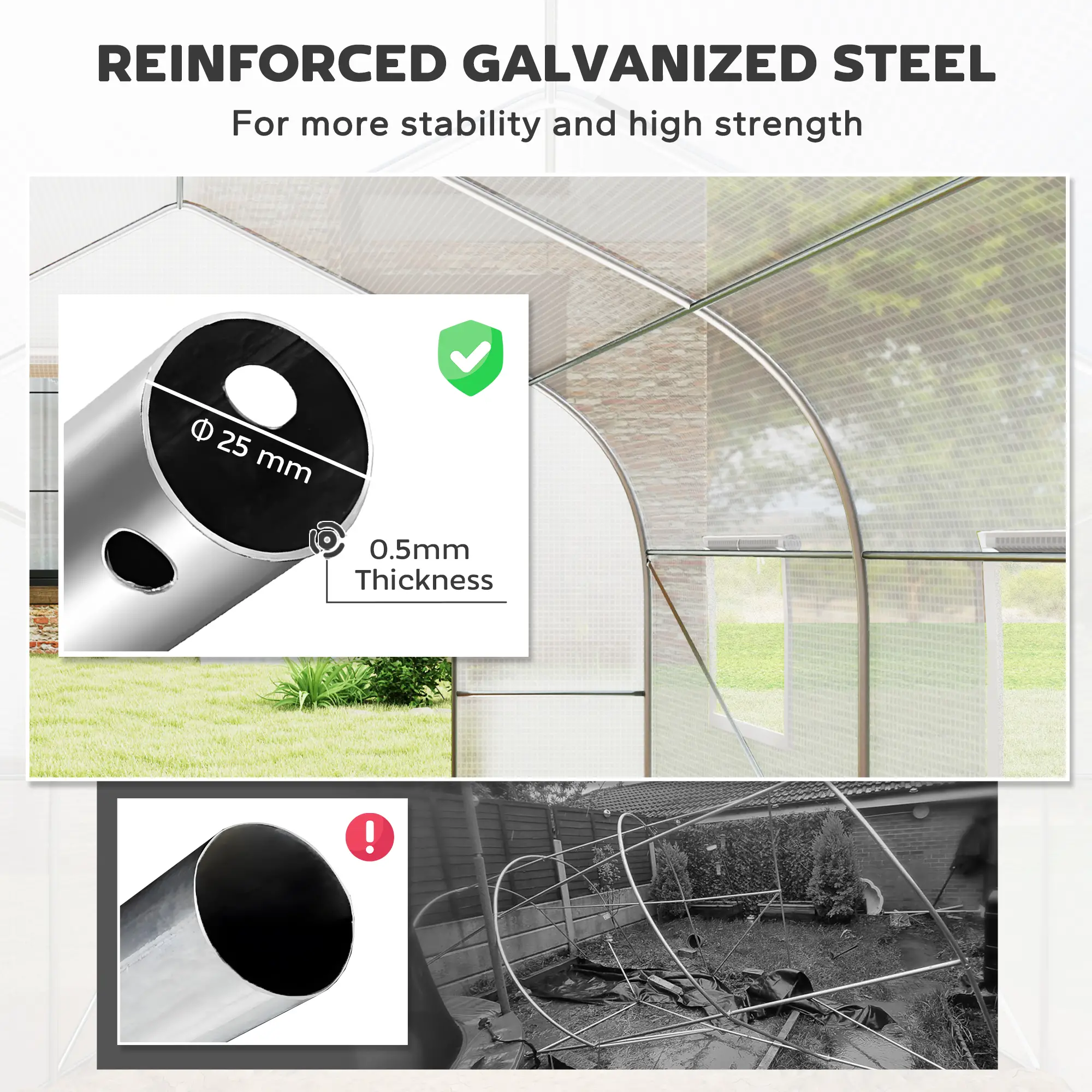 20x10x7ft Walk-In Greenhouse, Plant Growth Tunnel, White - Image 7