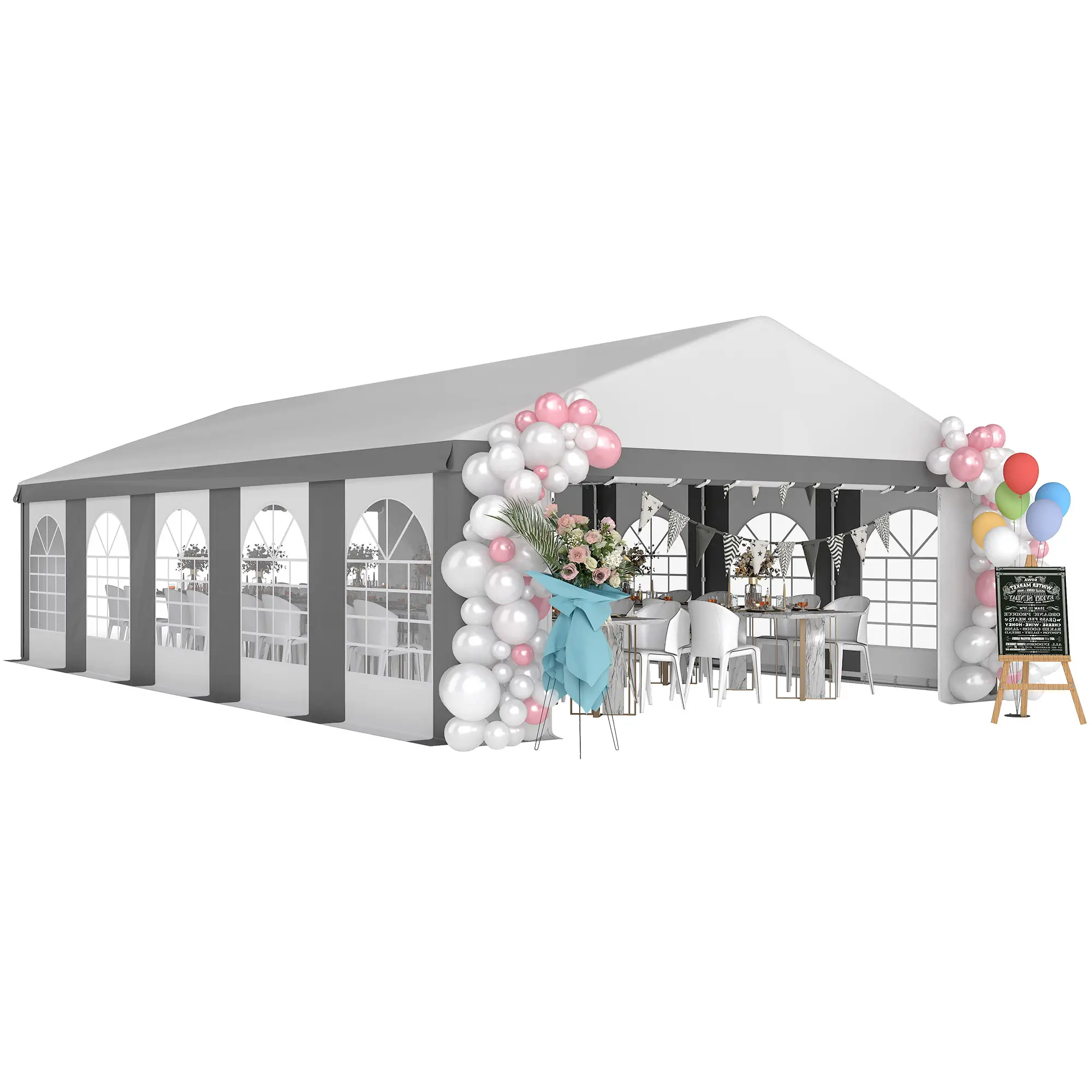 20'x33' Heavy Duty Party Tent, Portable Garage Canopy, Grey - Image 11