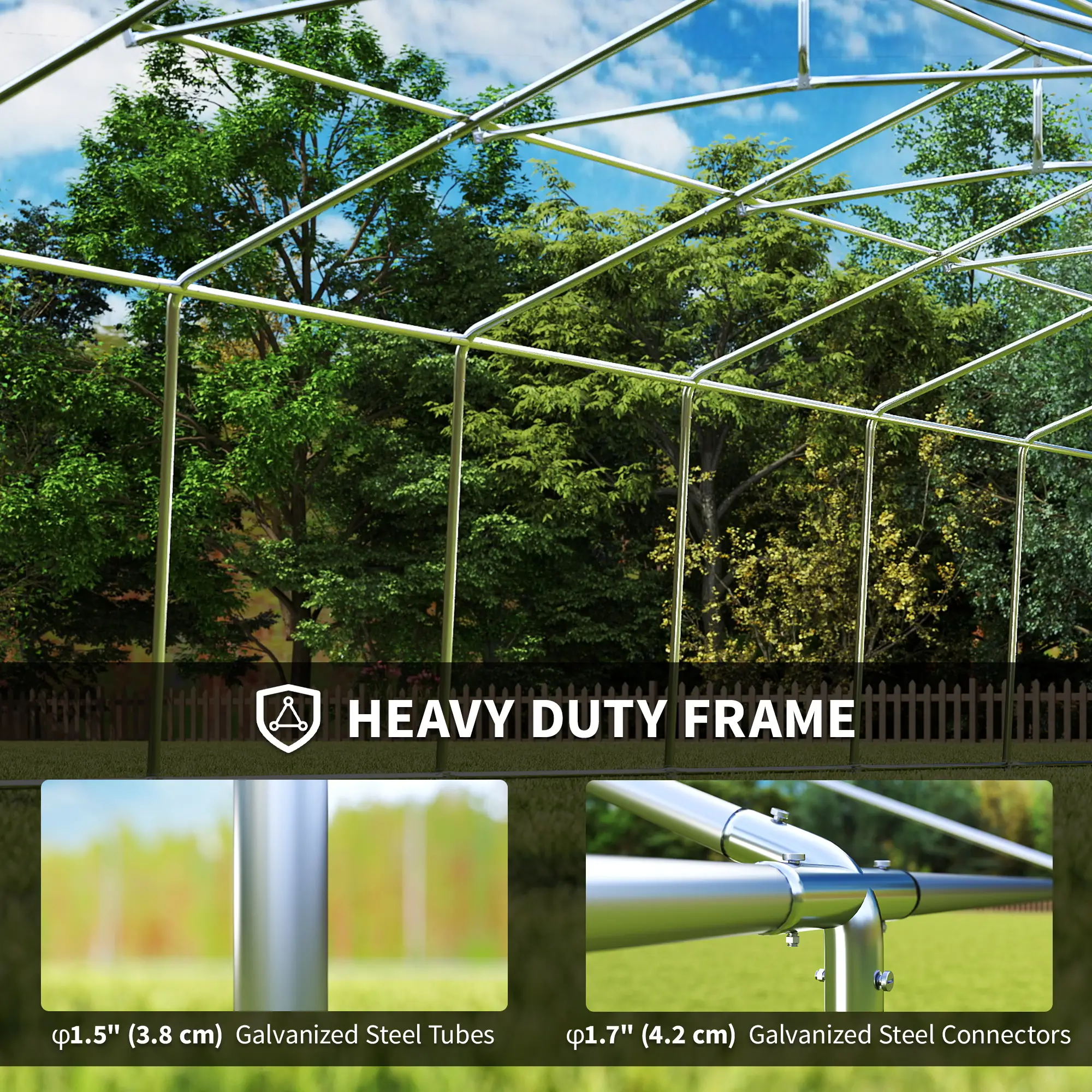 20'x33' Heavy Duty Party Tent, Portable Garage Canopy, Grey - Image 4