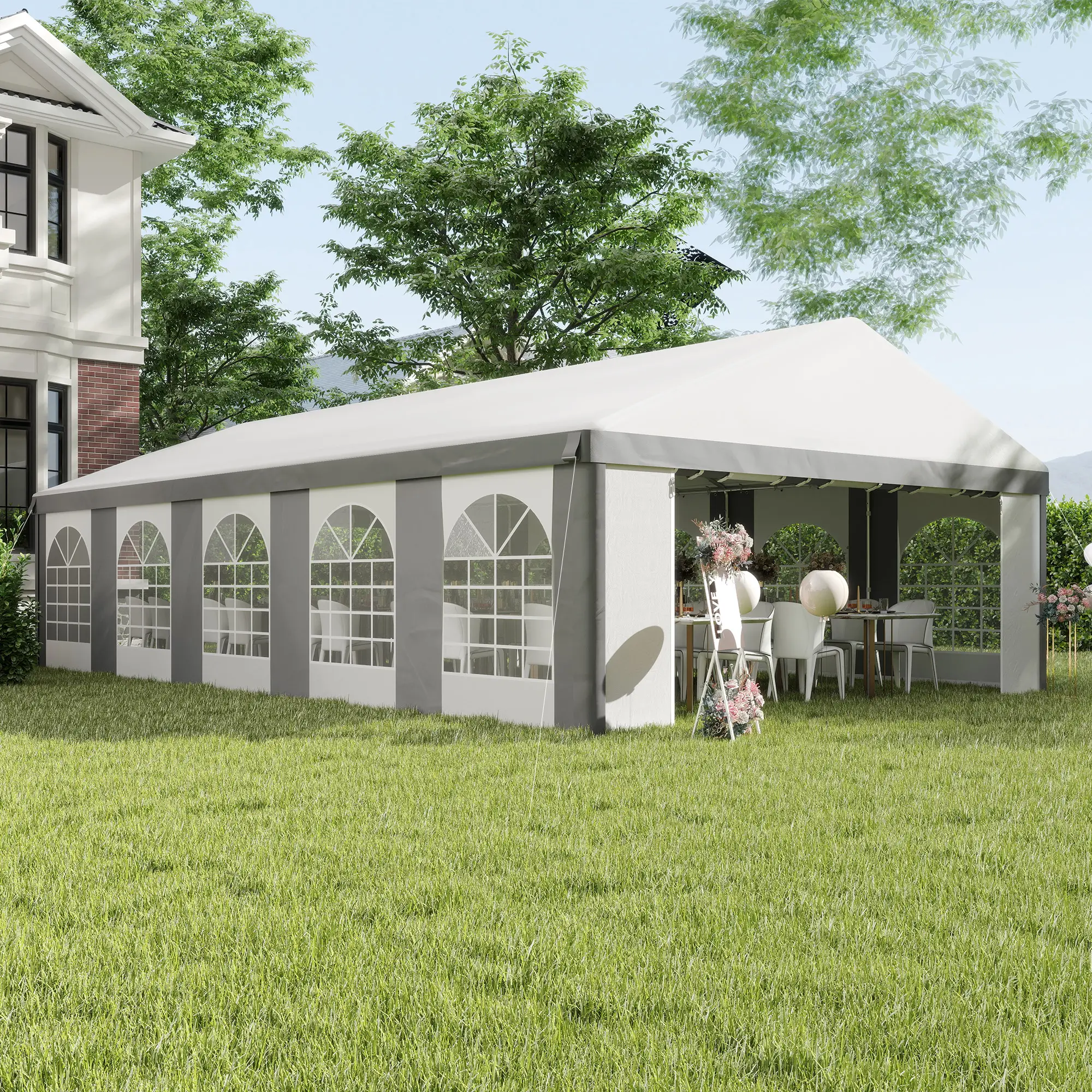 20'x33' Heavy Duty Party Tent, Portable Garage Canopy, Grey - Image 8