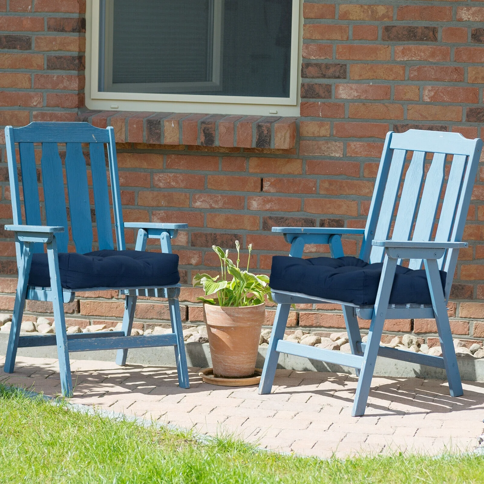 21 Inch x 21 Inch Patio Chair Cushion, Indoor Outdoor, Navy - Image 7