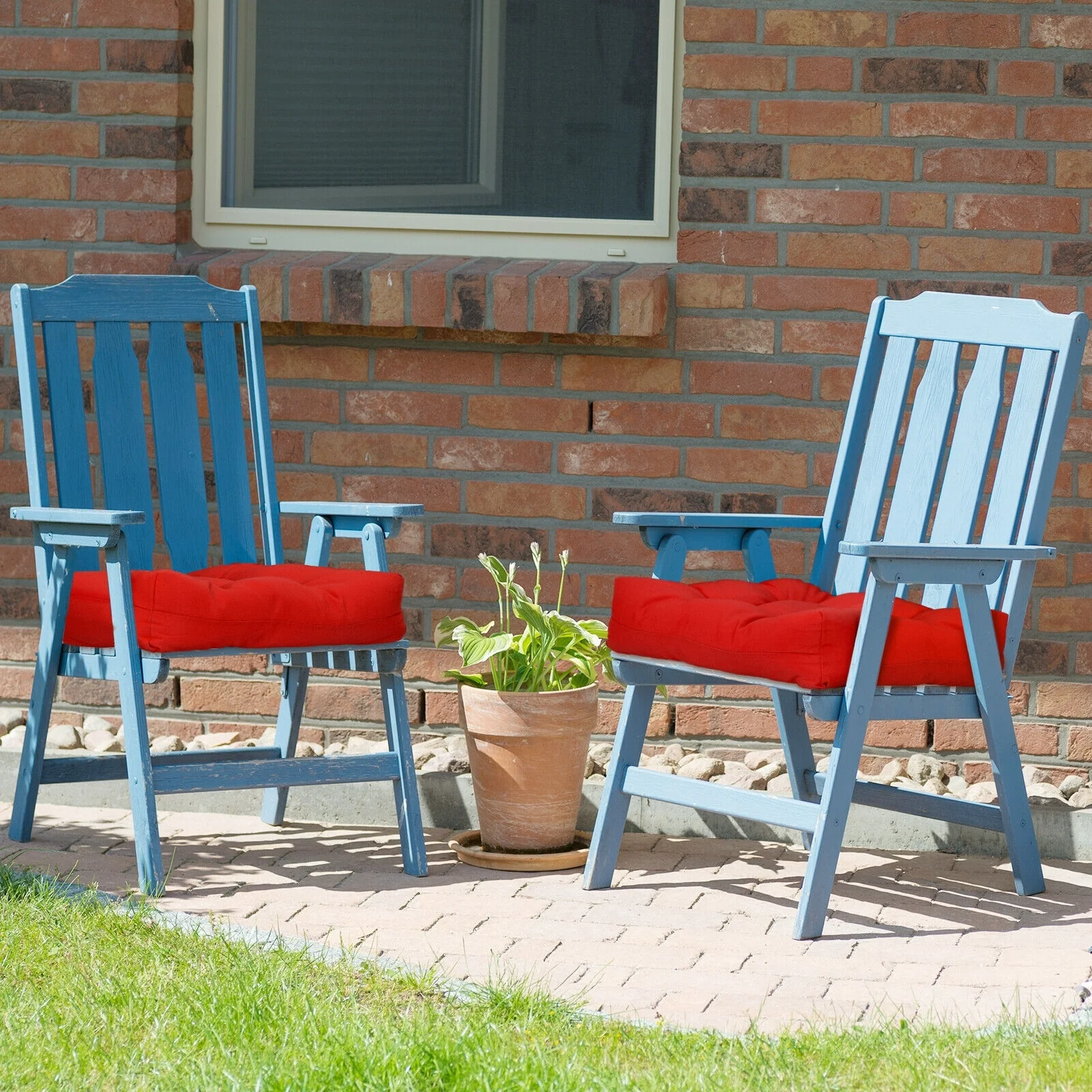 21 Inch x 21 Inch Patio Chair Cushion, Indoor Outdoor, Red - Image 2