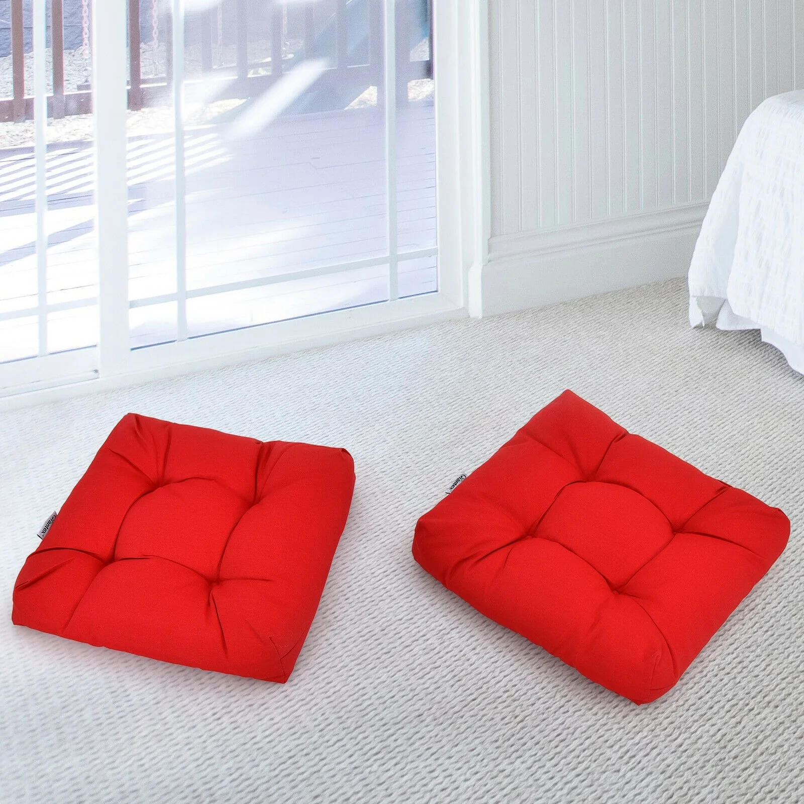 21 Inch x 21 Inch Patio Chair Cushion, Indoor Outdoor, Red - Image 9
