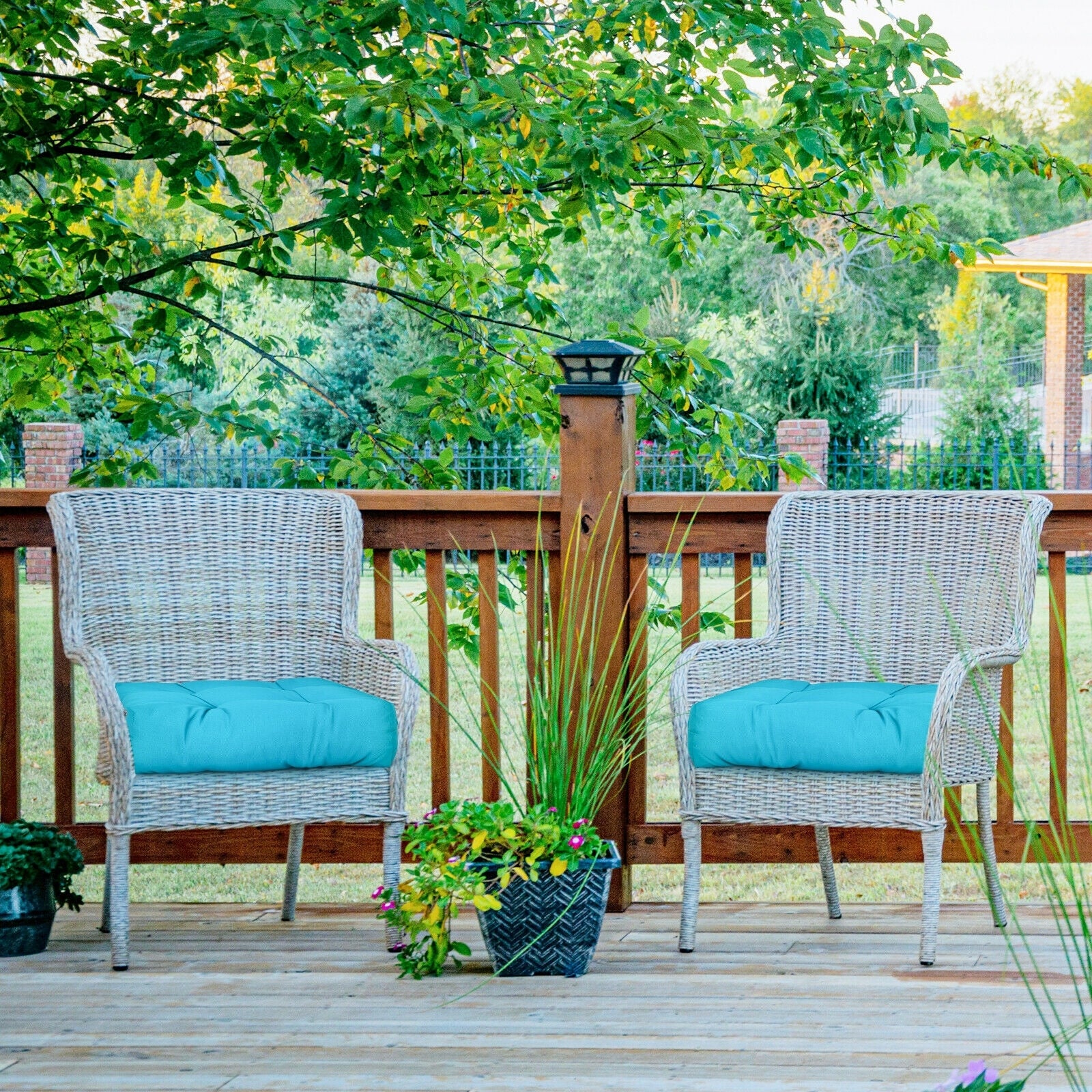 21 Inch x 21 Inch Patio Chair Seat Cushion, Turquoise - Image 2